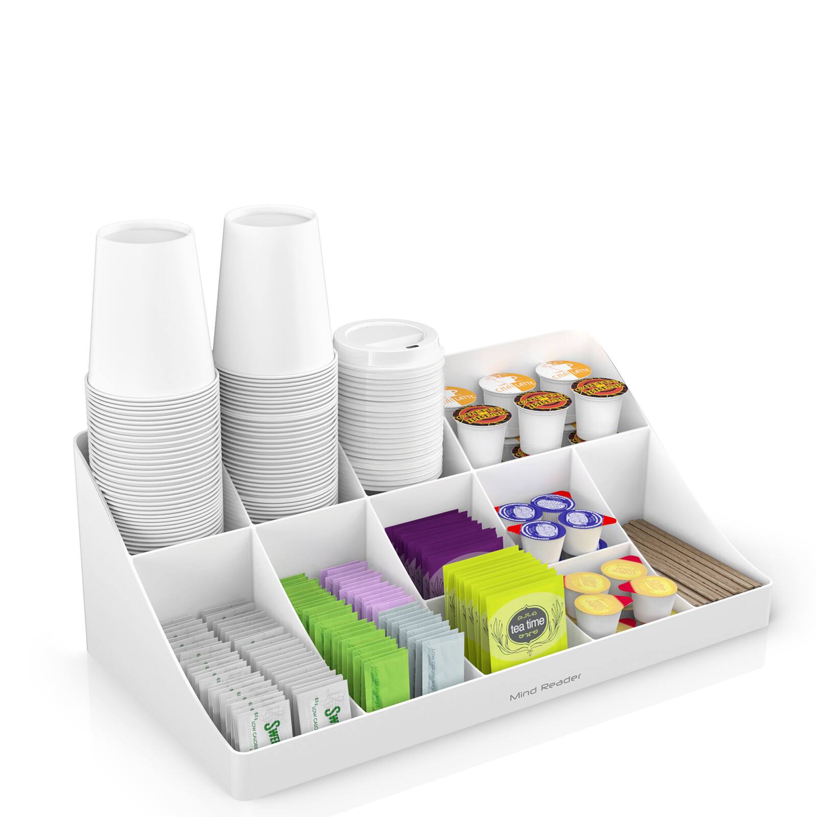 Mind Reader White  11 Compartment Pioneer Breakroom Condiment Organizer