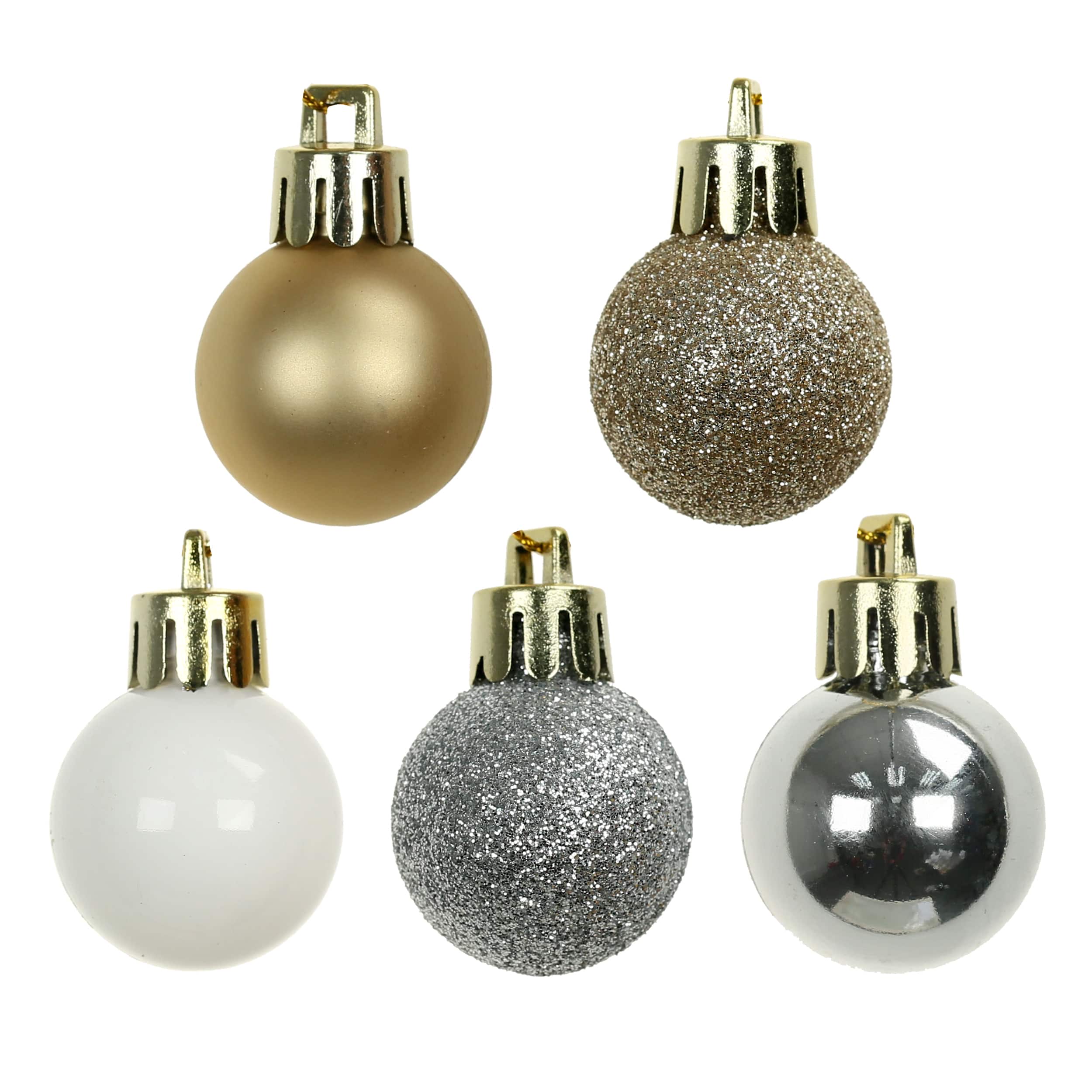 16 Pack 25mm Mini Silver &#x26; Gold Plastic Ball Ornaments by Ashland&#xAE;