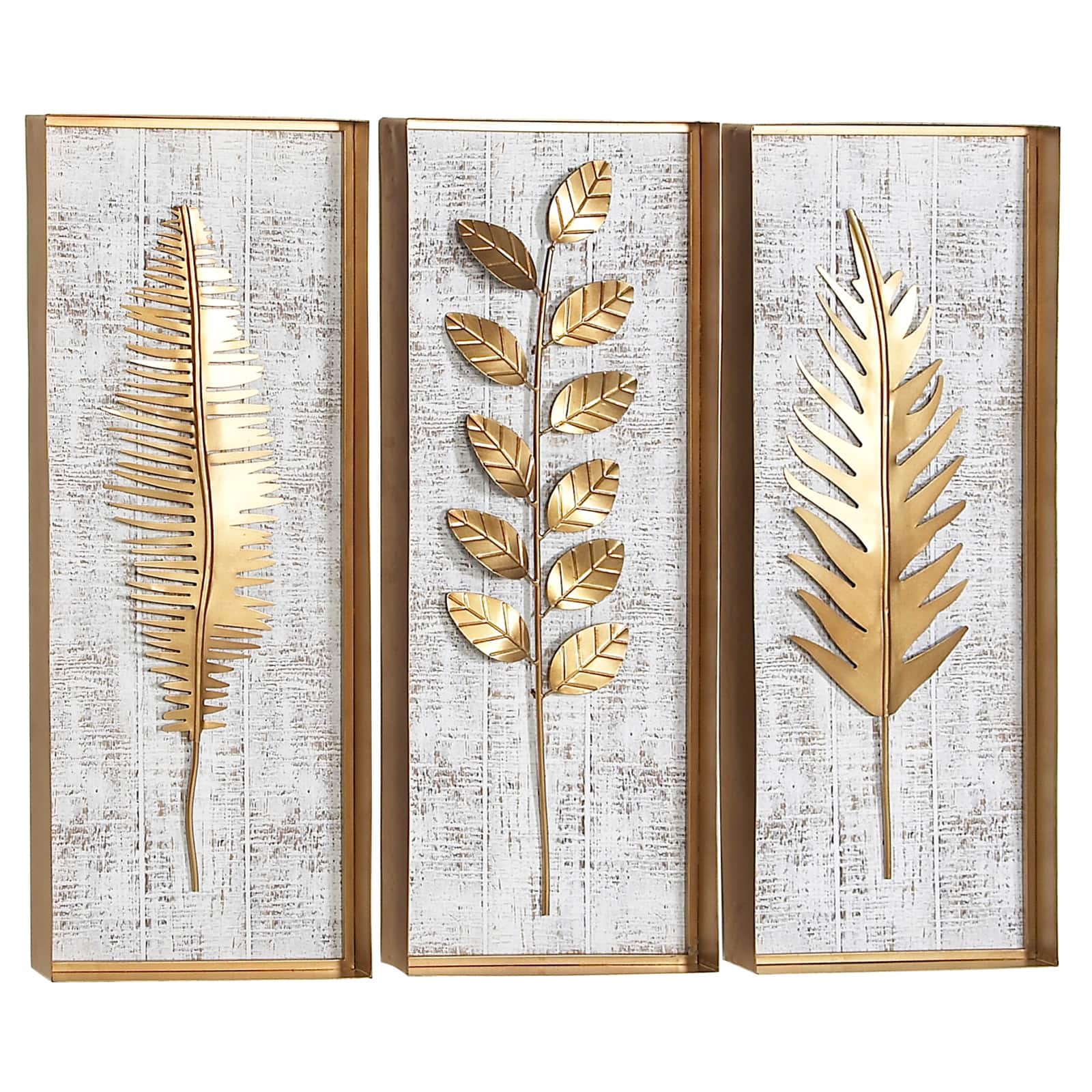 32&#x22; Gold Contemporary Floral Wall D&#xE9;cor Set
