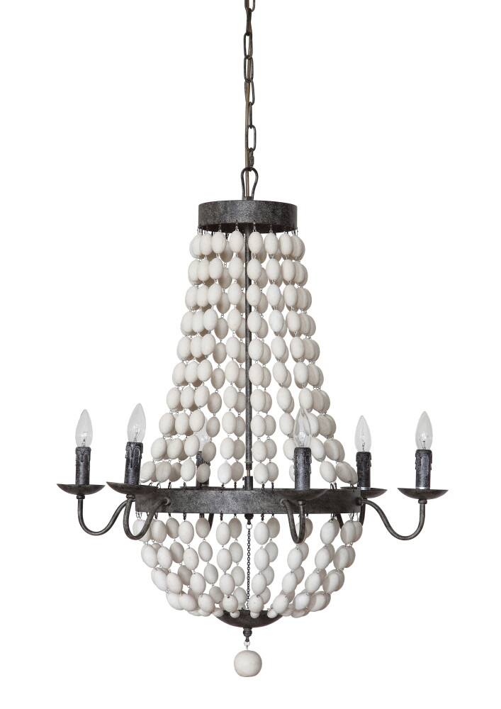 Hello Honey® 36" Multicolor Metal and Draped Wood Bead Chandelier