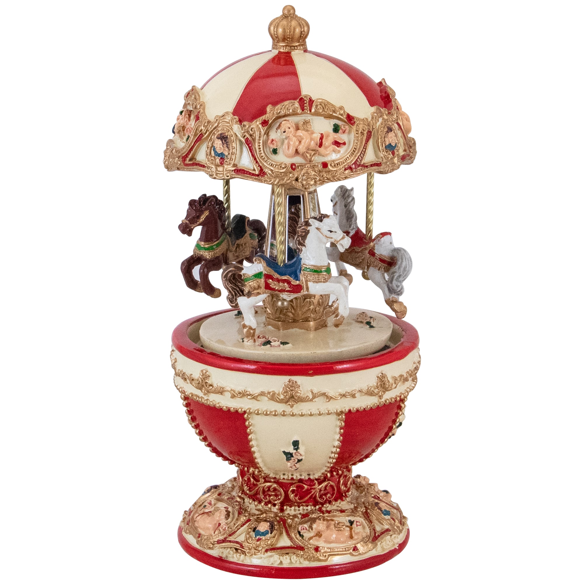 7.25" Animated & Musical Horses & Cupids Carousel