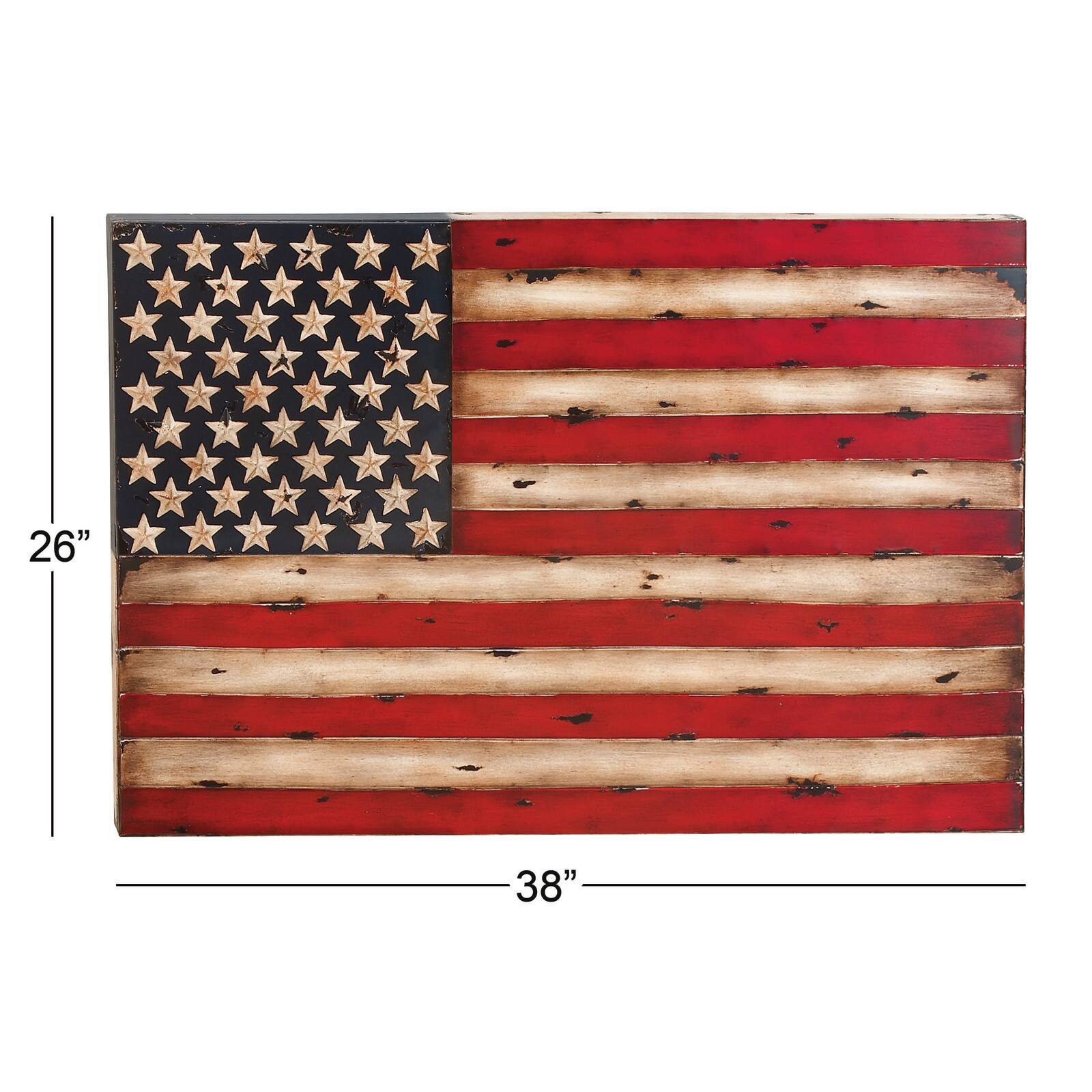 Distressed Metal Vintage American Flag Wall Accent