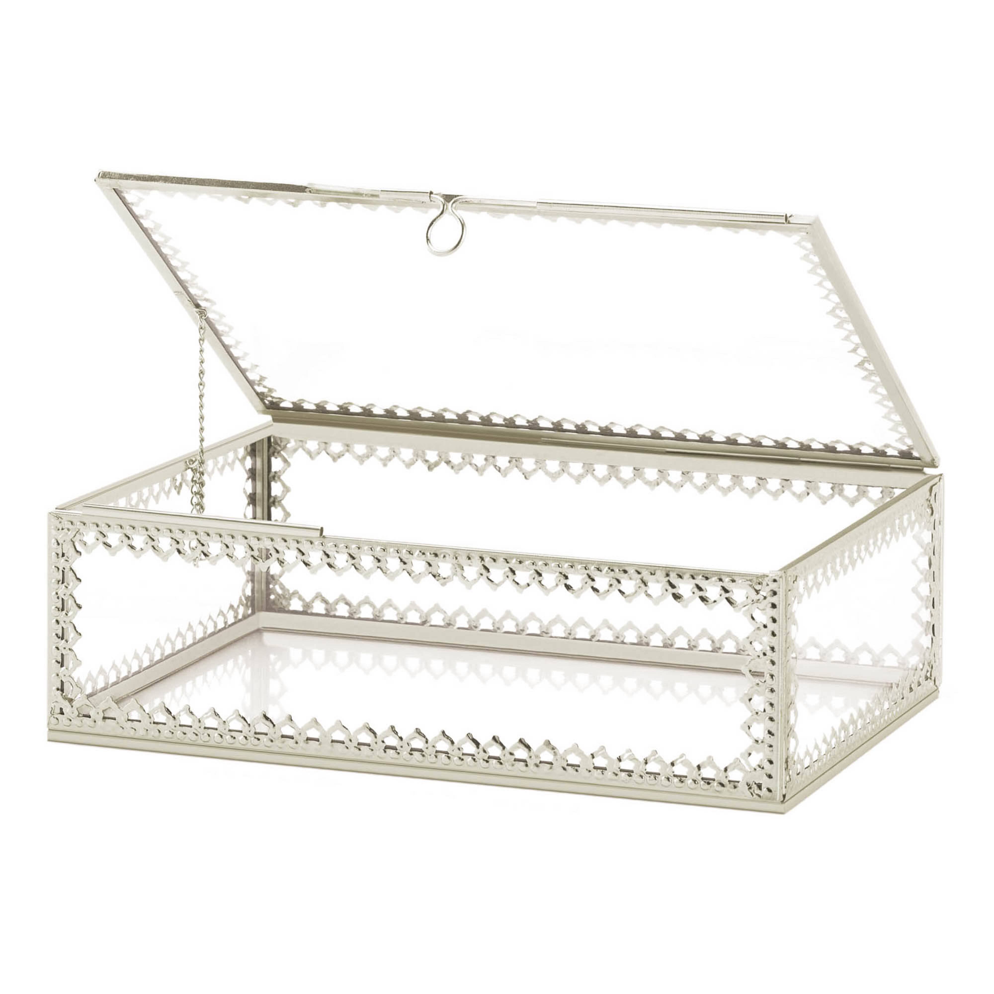 Small Clear Glass Box - Silver - Home All