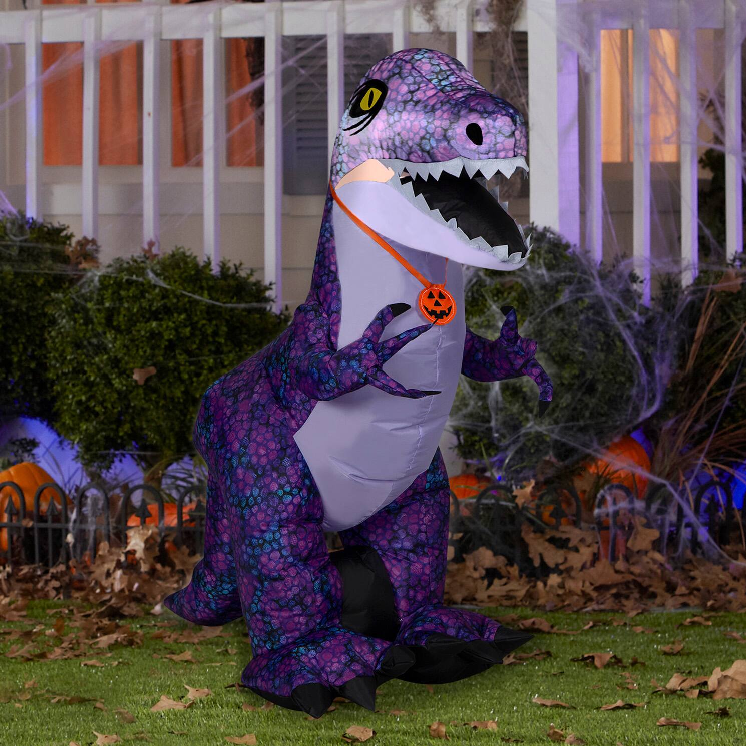3.5ft. Airblown® Inflatable Halloween Purple Dinosaur with LED Lights