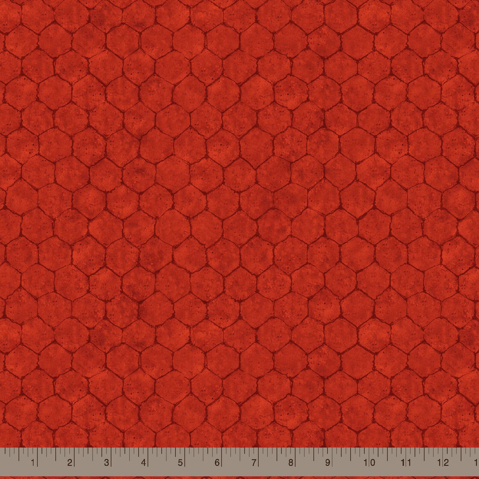Springs Creative Crown Roost Red Chicken Wire Cotton Fabric