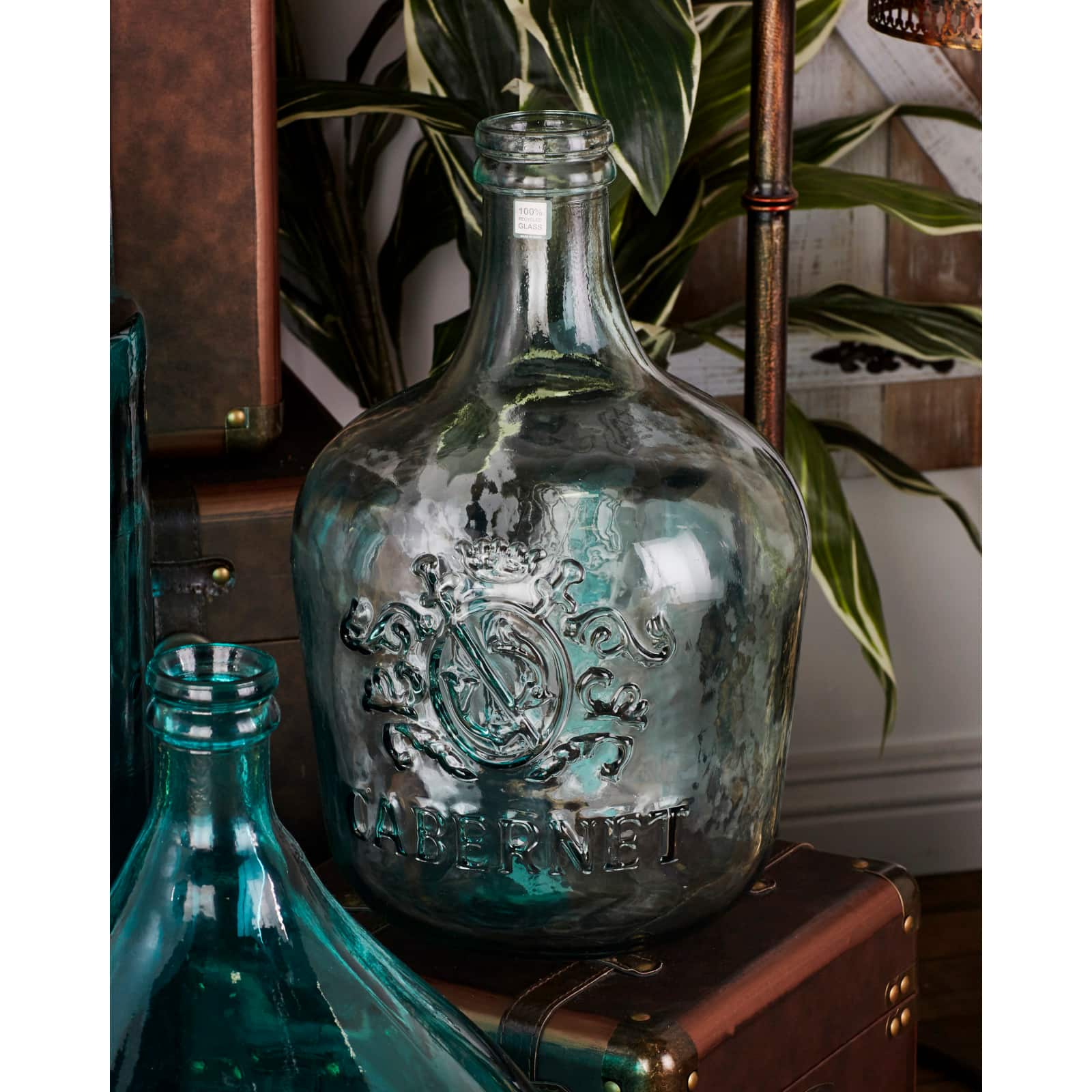 Clear Glass Cellar Bottle Vase 17 Inch