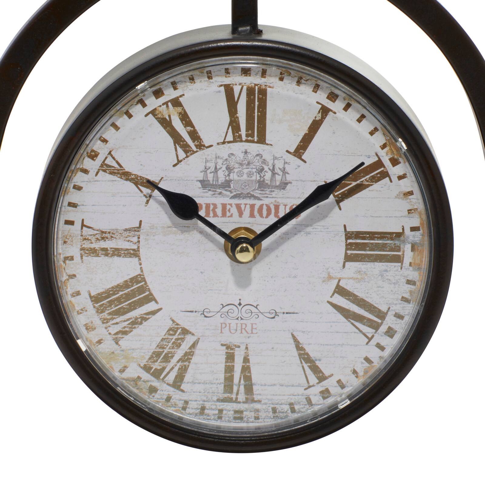 11&#x22; Black Metal Vintage Hanging Clock Set