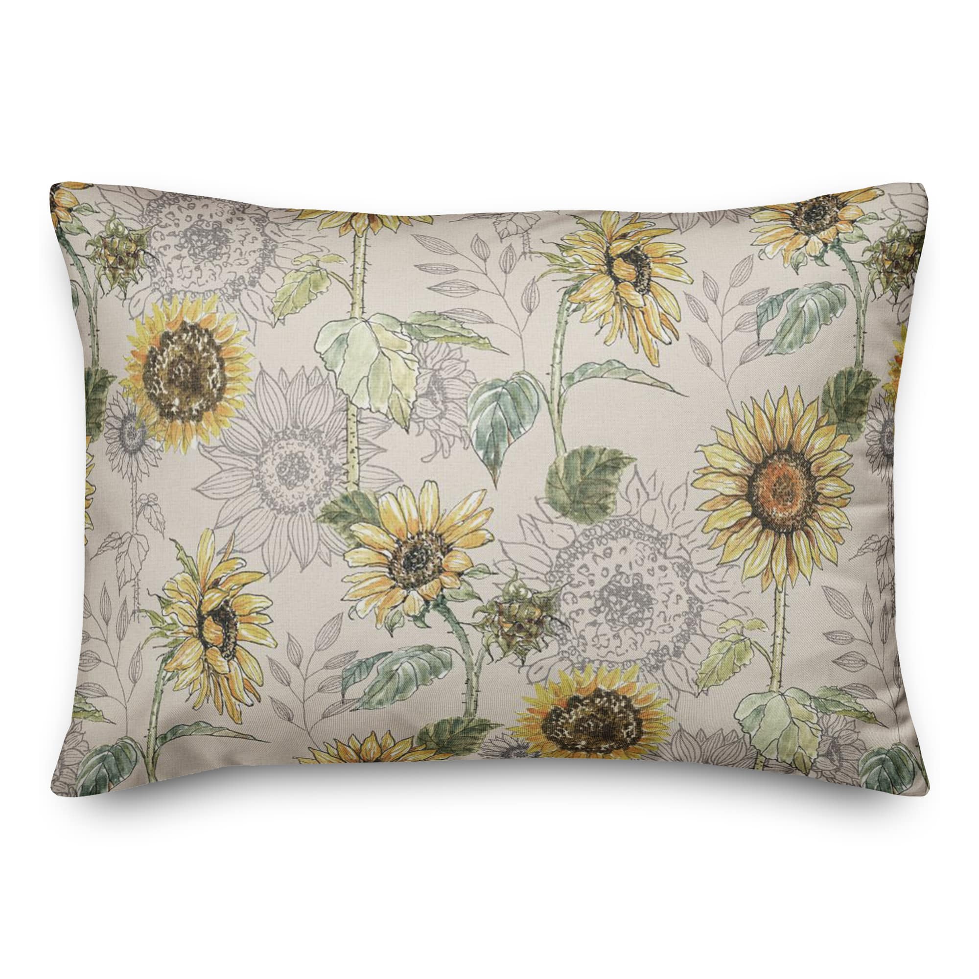 Sunflower Pattern Throw Pillow