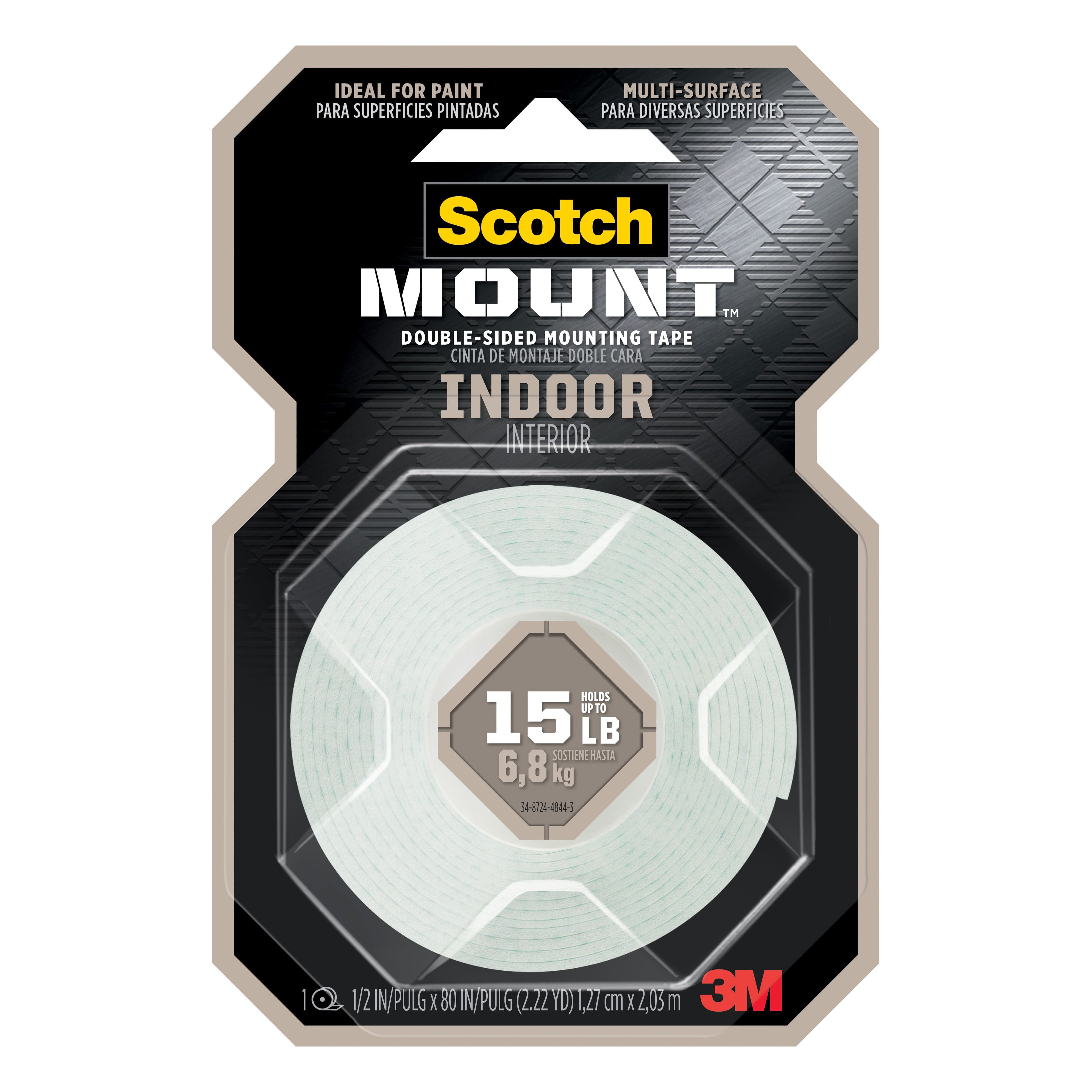 3M Scotch Mount&#x2122; Indoor Double-Sided Mounting Tape, 1/2&#x22; x 80&#x22;