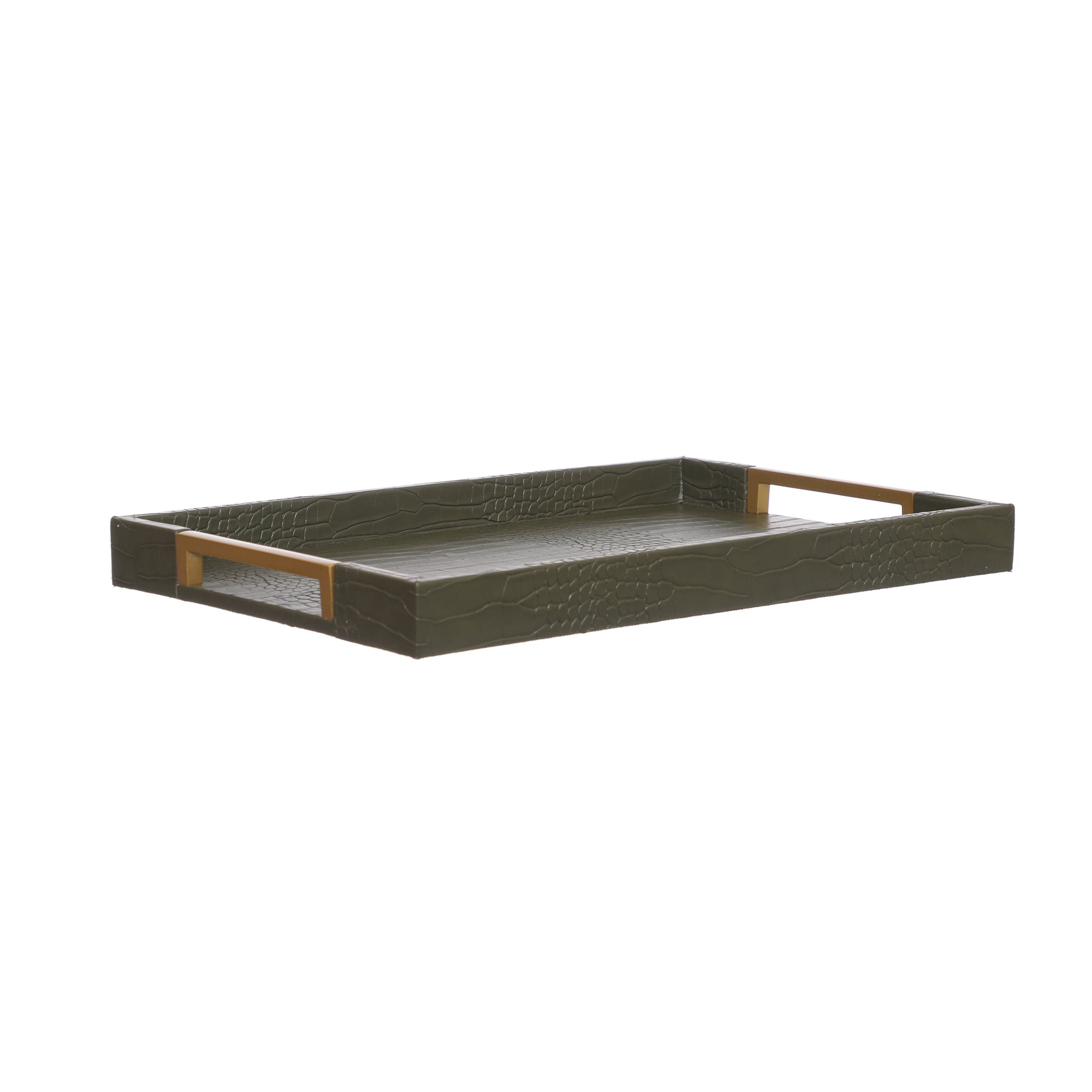 15.5&#x22; Green &#x26; Brass Decorative Tray by Ashland&#xAE;