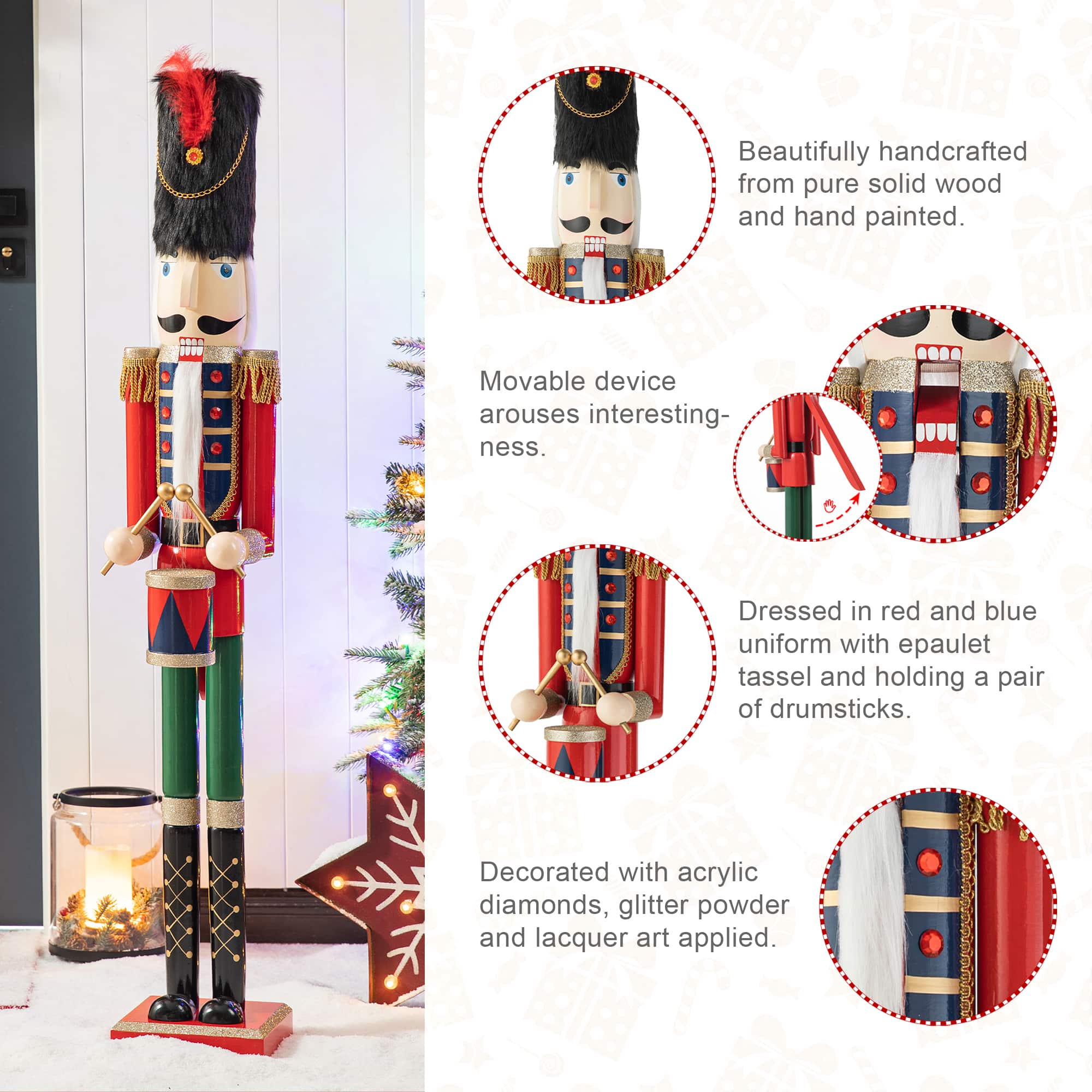 Glitzhome® 42" Wooden Christmas Soldier Nutcracker