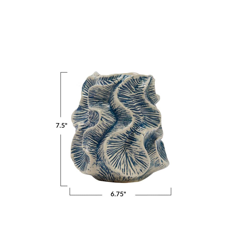 Hello Honey&#xAE; Bloomingville 7.5&#x22; Blue &#x26; Ivory Organically Shaped Stoneware Vase
