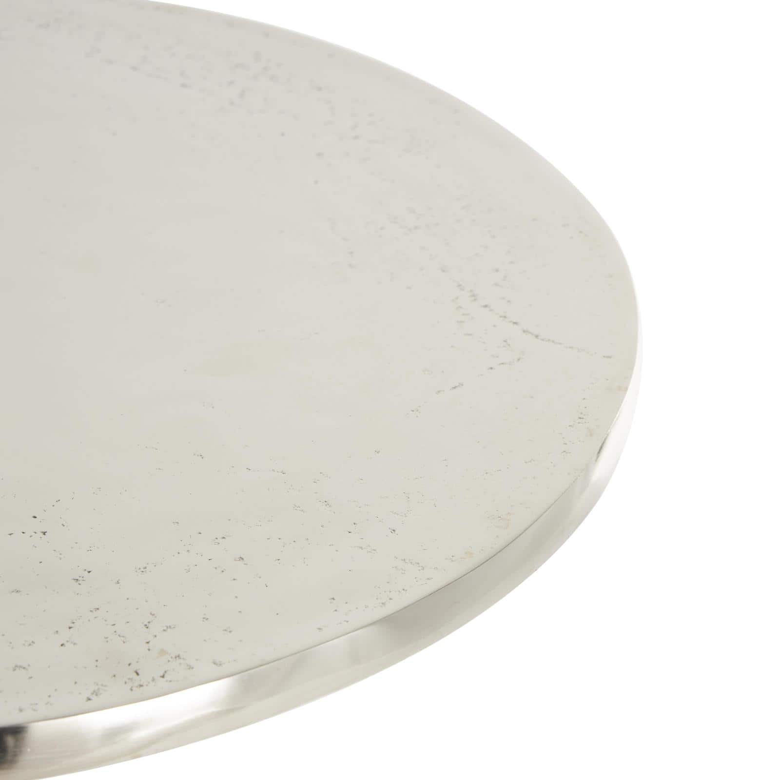 Silver Metal Side End Accent Table with Textured Tree Branch Legs Set