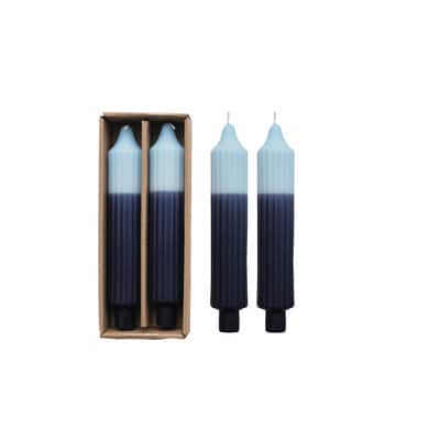 Hello Honey&reg; 8" Blue Two-Tone Unscented Pleated Taper Candles, 2ct. | Michaels&reg;