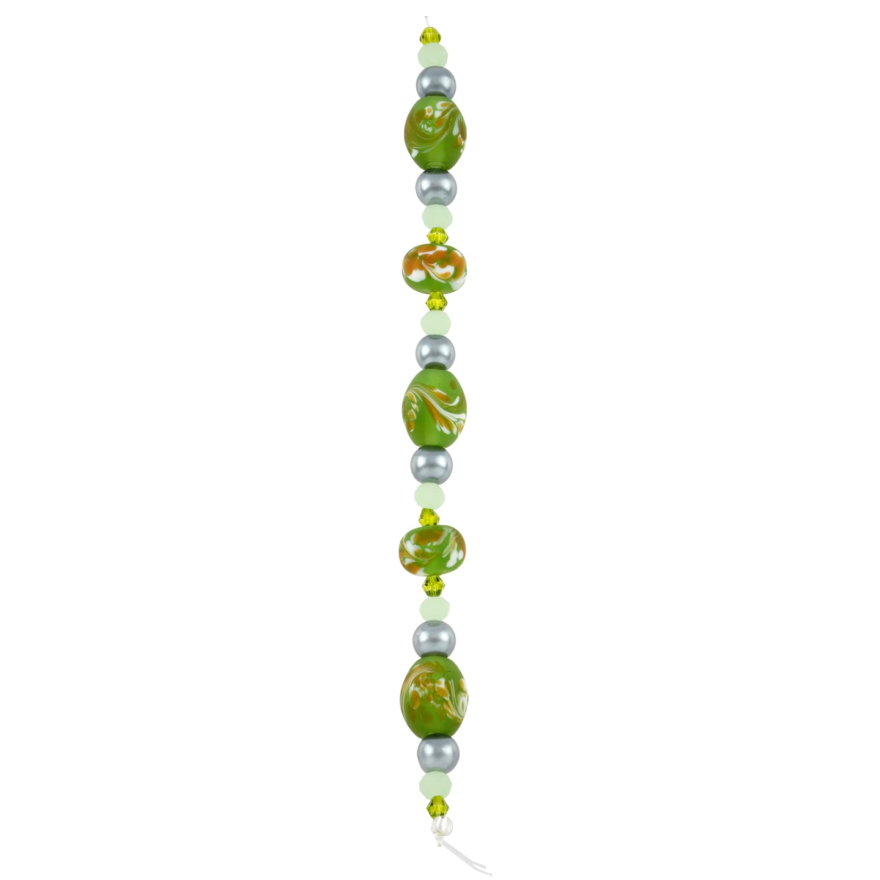 Green Lampwork Glass Swirl Rondelle &#x26; Oval Beads by Bead Landing&#x2122;