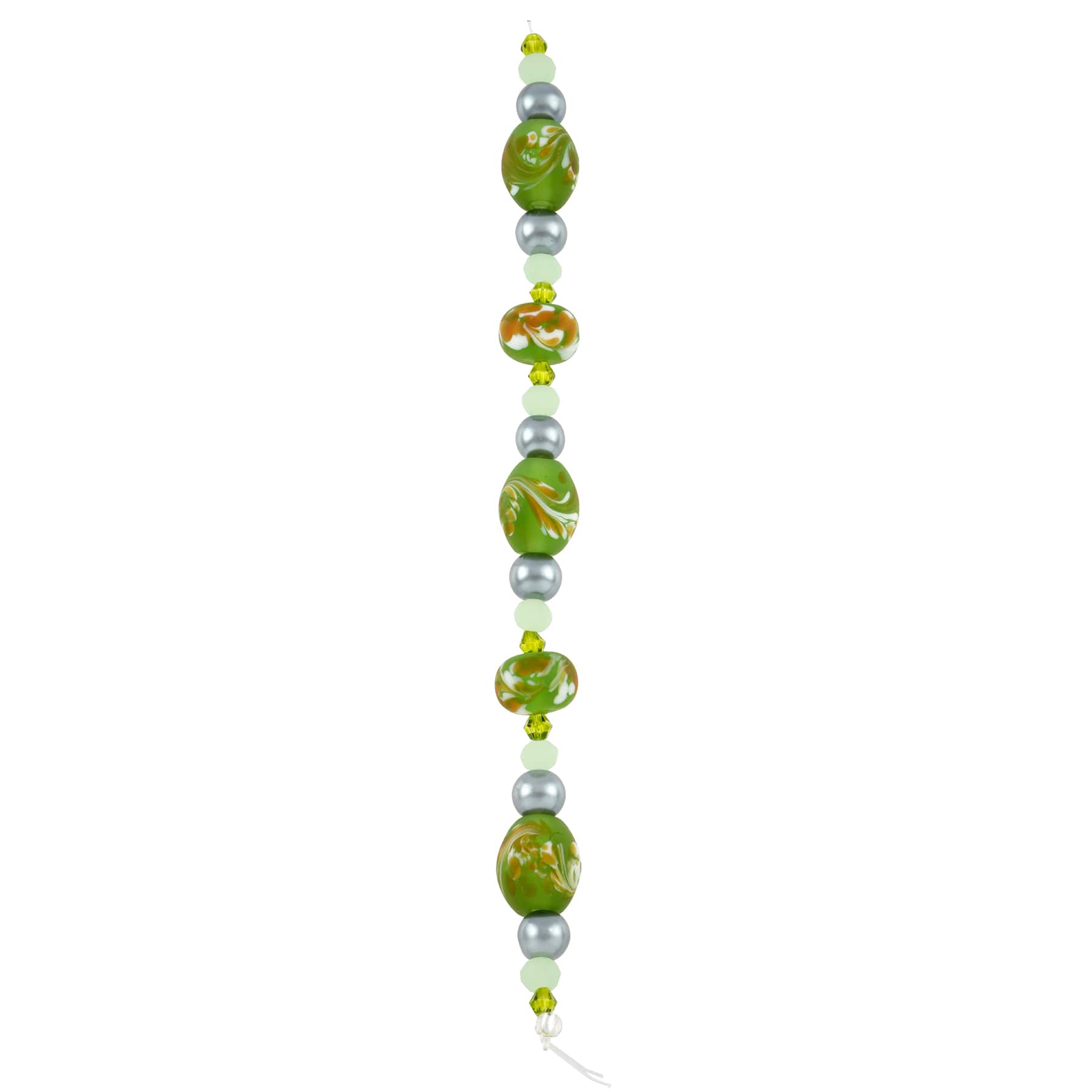 12 Pack: Green Lampwork Glass Swirl Rondelle & Oval Beads by Bead Landing™