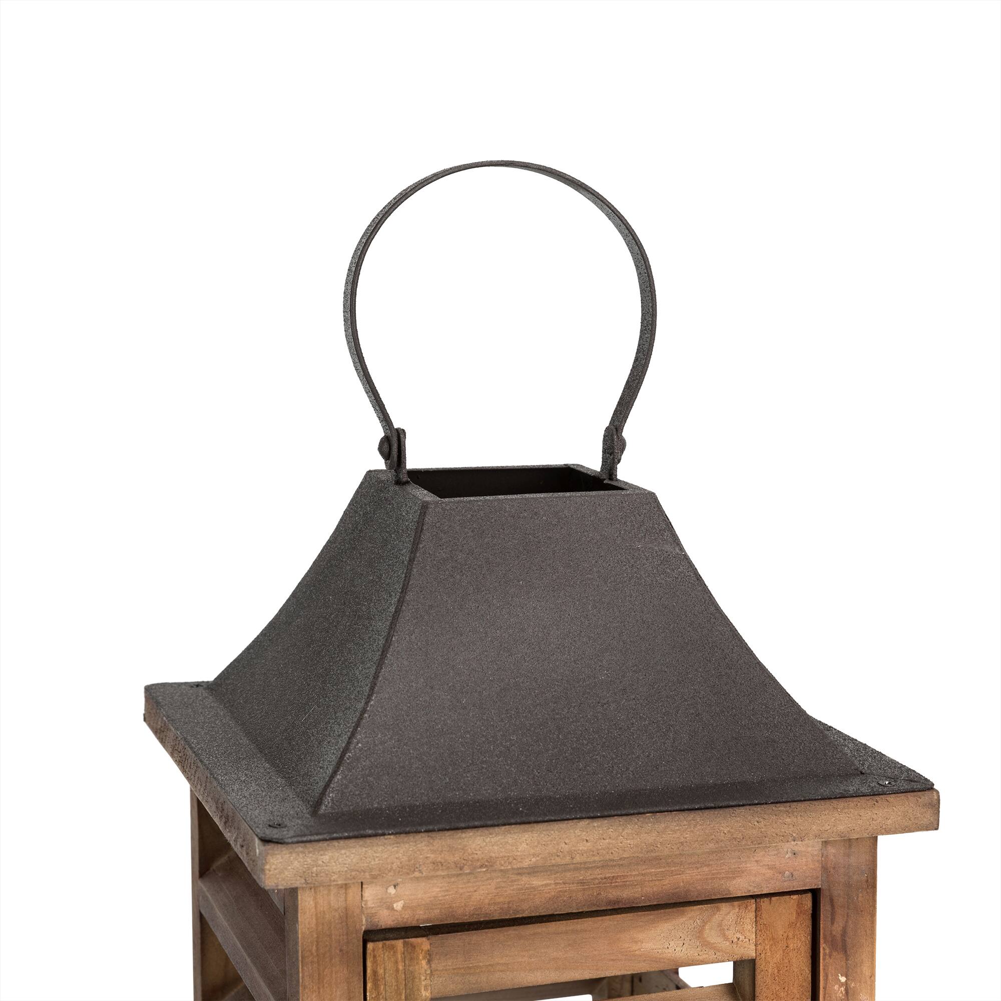 Modern Farmhouse Wooden Shutter Lantern Set, 25.5" & 19"