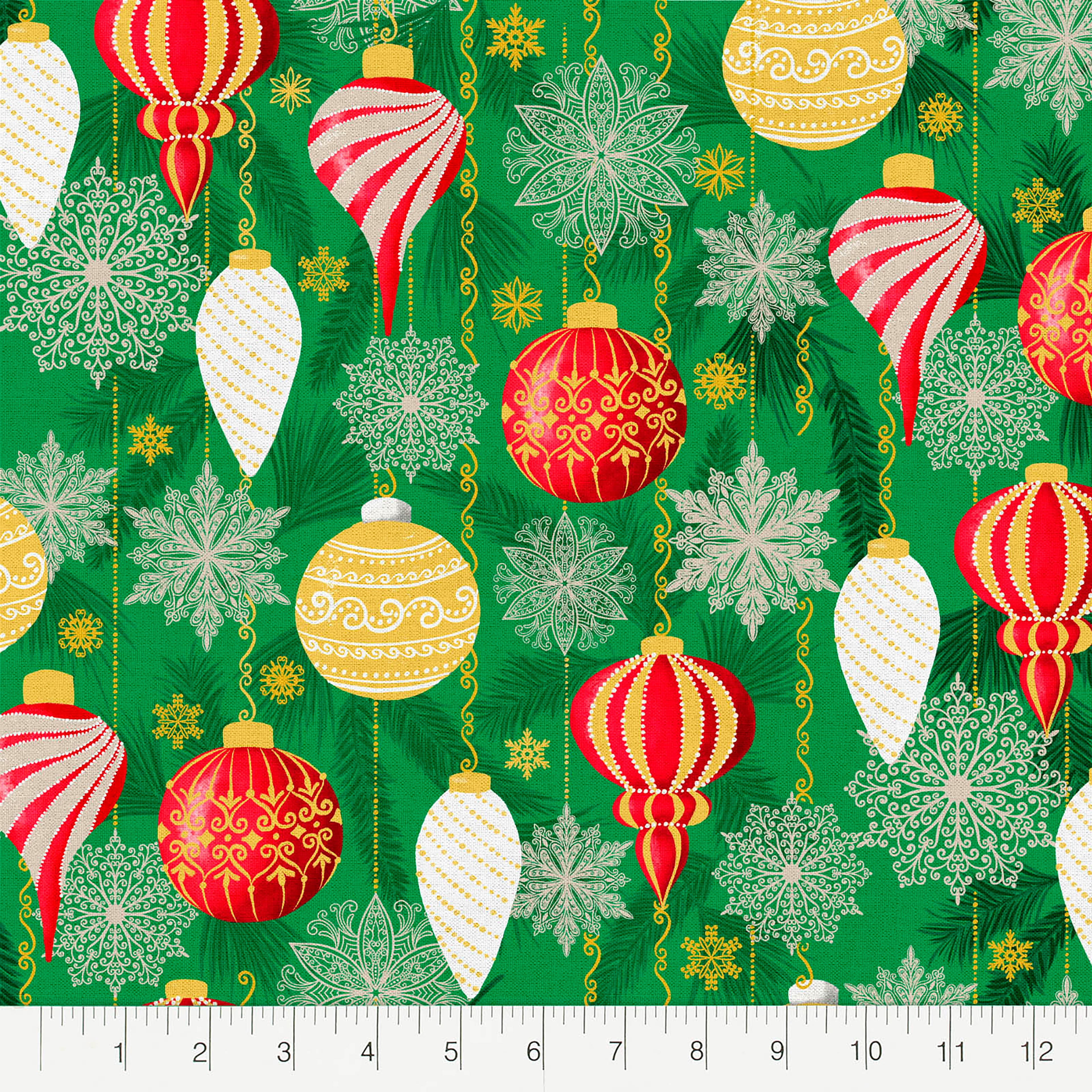 Fabric Editions Christmas Ornaments Cotton Fabric