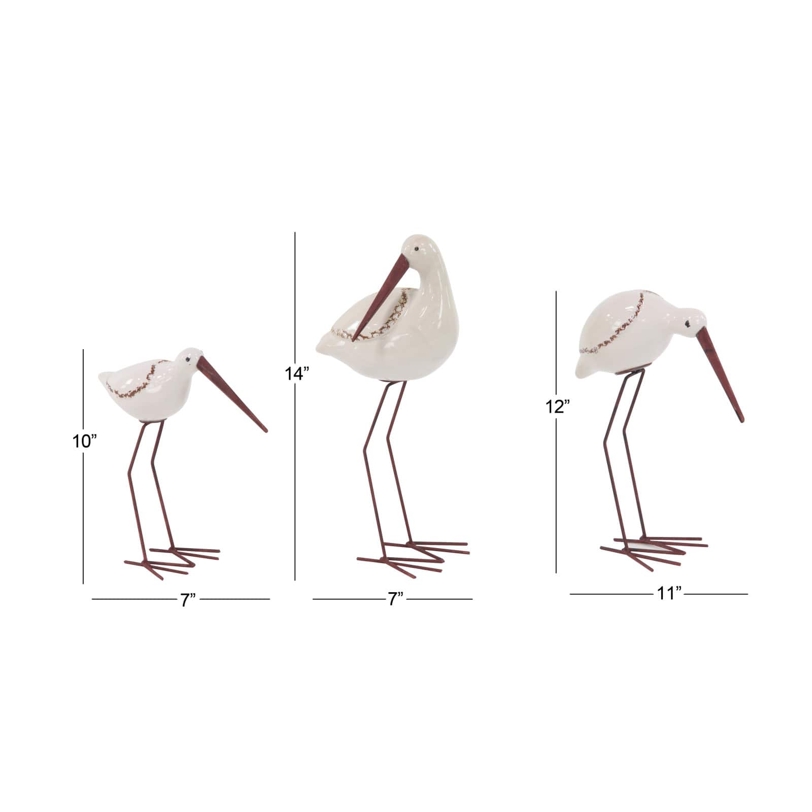 White Stoneware Coastal Birds Sculpture Set