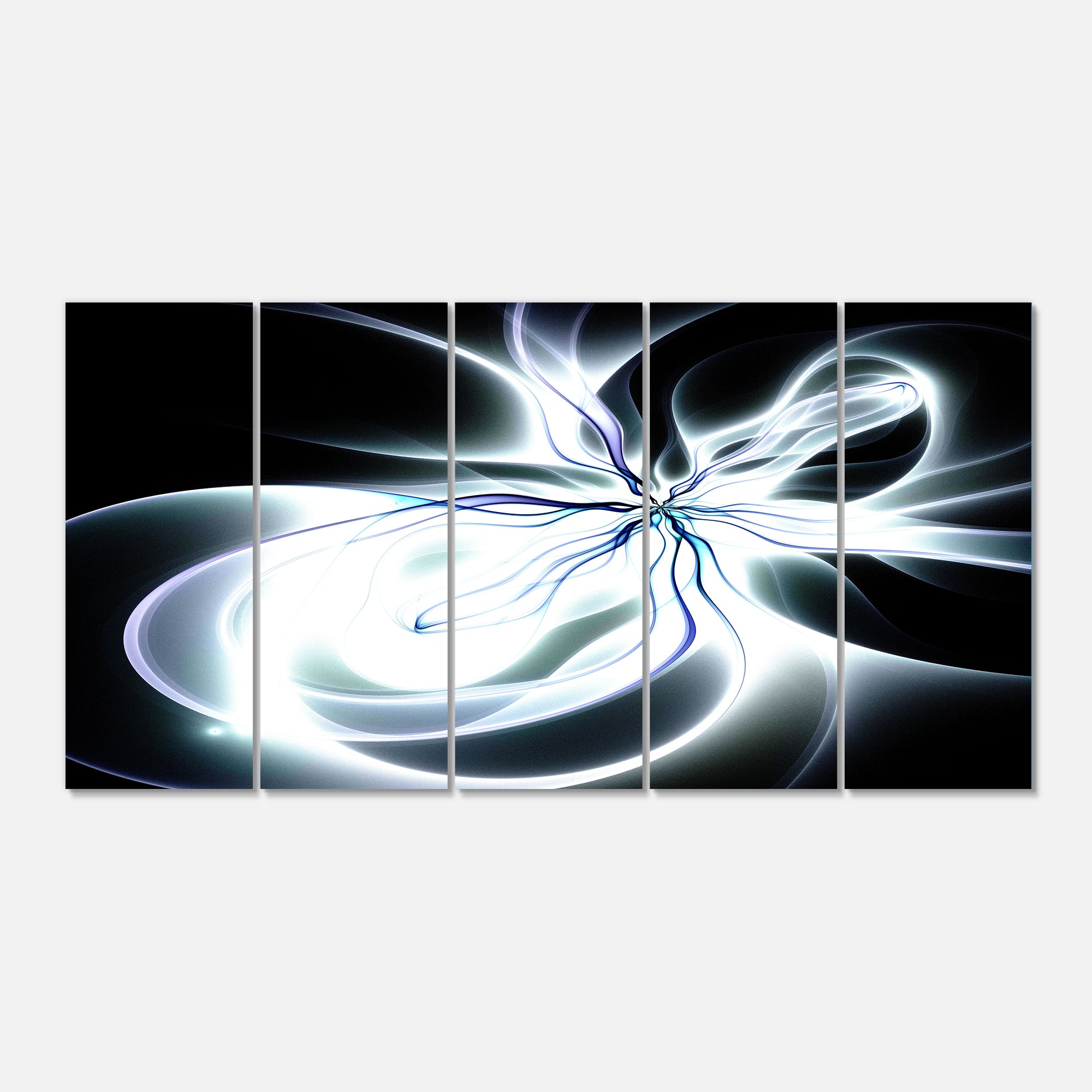 Designart - White Symmetrical Fractal Flower - Abstract Art on Canvas