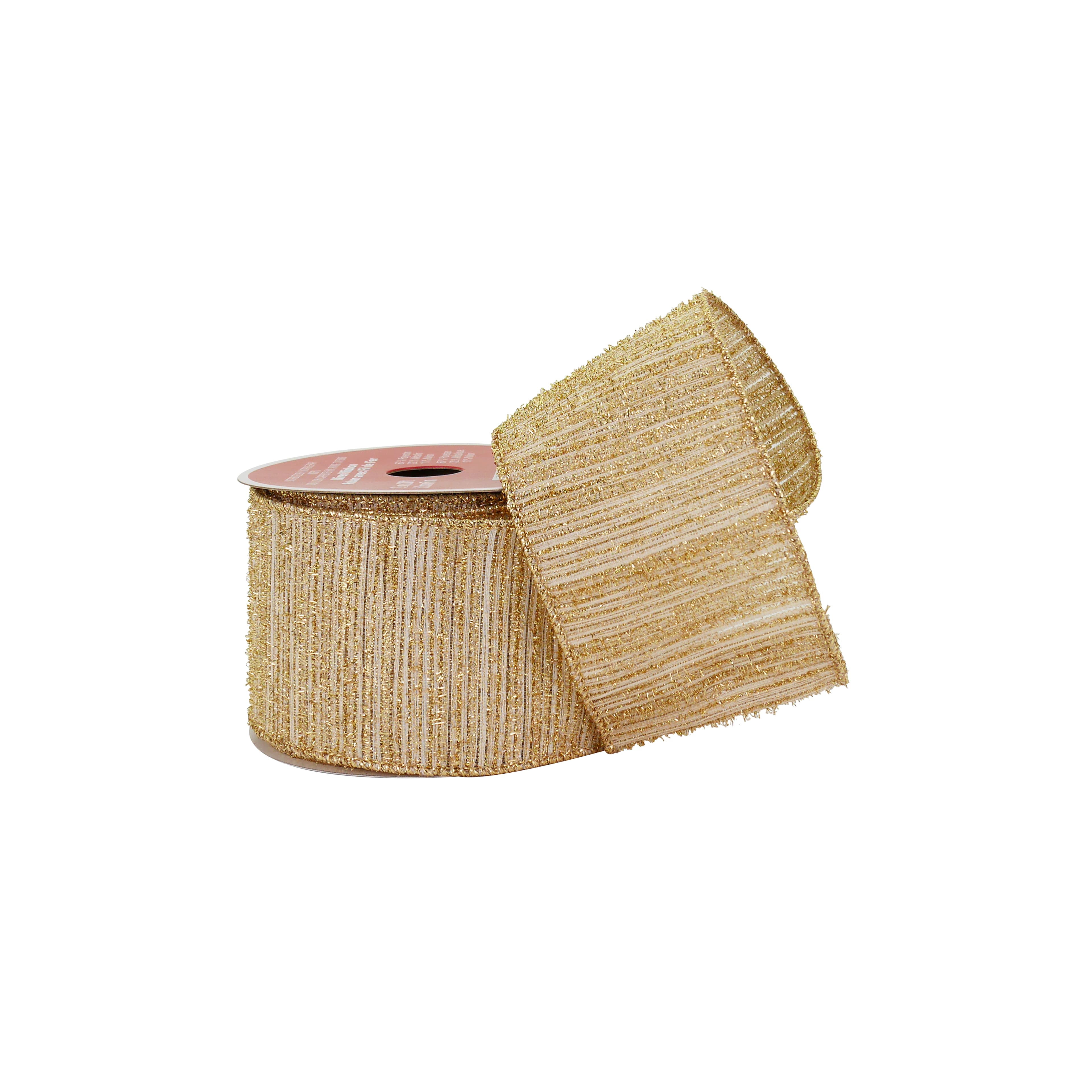 2.5&#x22; x20ft. Gold Tinsel Wired Metallic Ribbon by Celebrate It&#xAE;