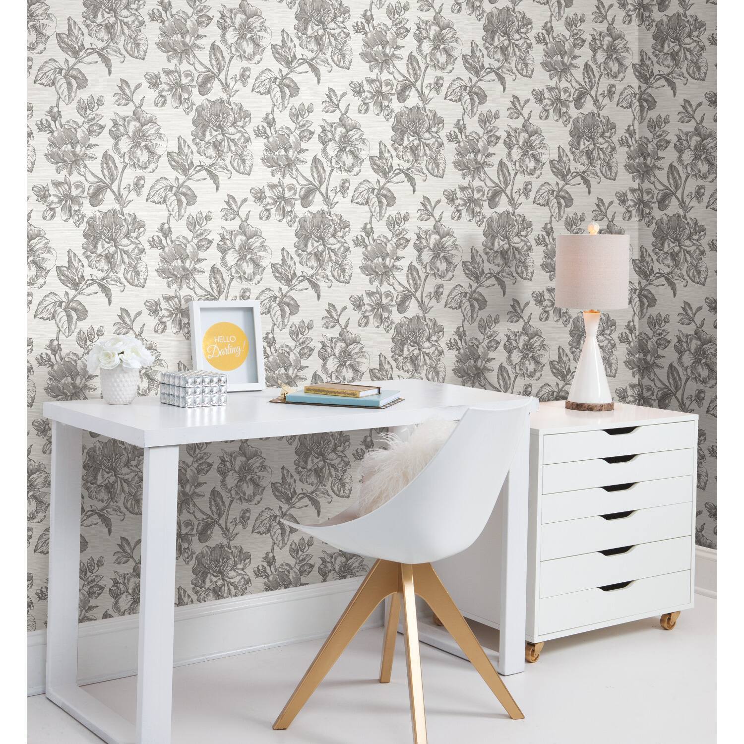 RoomMates Tamara Day Gray Flower Girl Peel &#x26; Stick Wallpaper