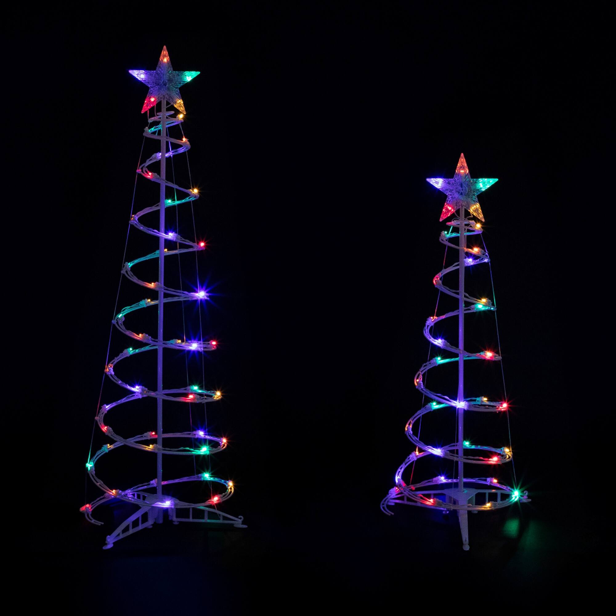 3ft. & 4ft. LED Lighted Spiral Outdoor Christmas Tree Set