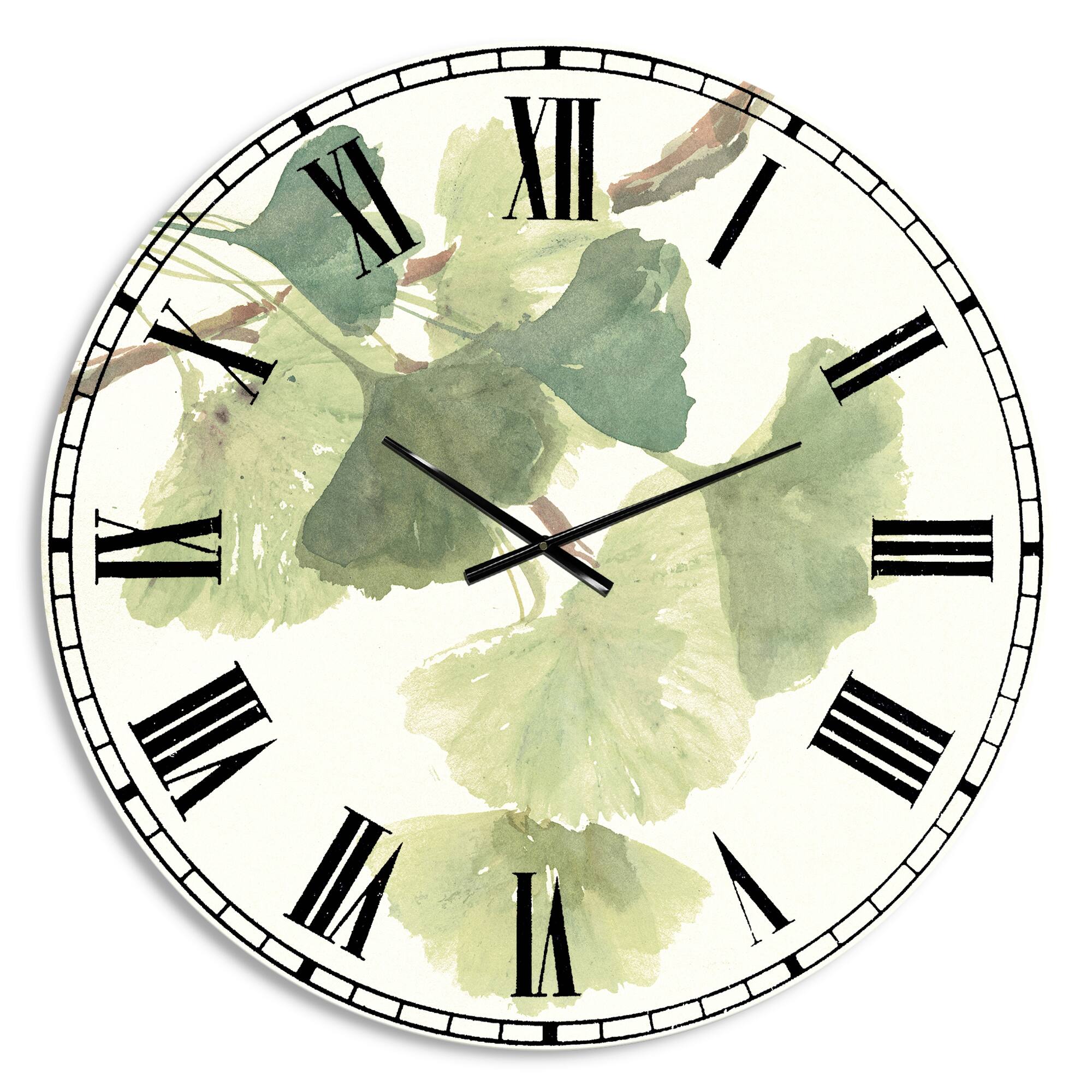 Designart 'Watercolor Gingko Leaves I Cabin Wall Clock