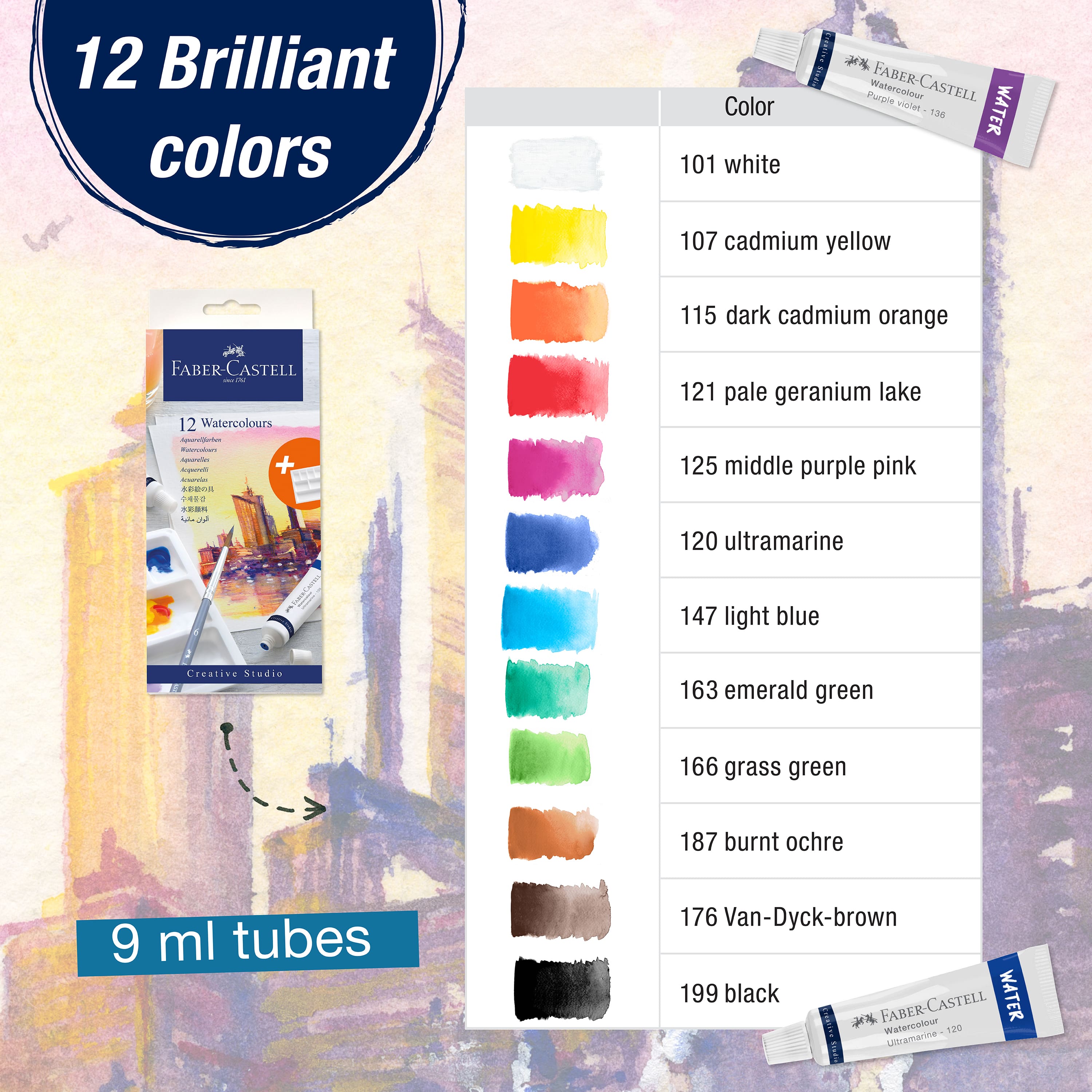 Faber-Castell Creative Studio 12 Color Watercolor Paint Set