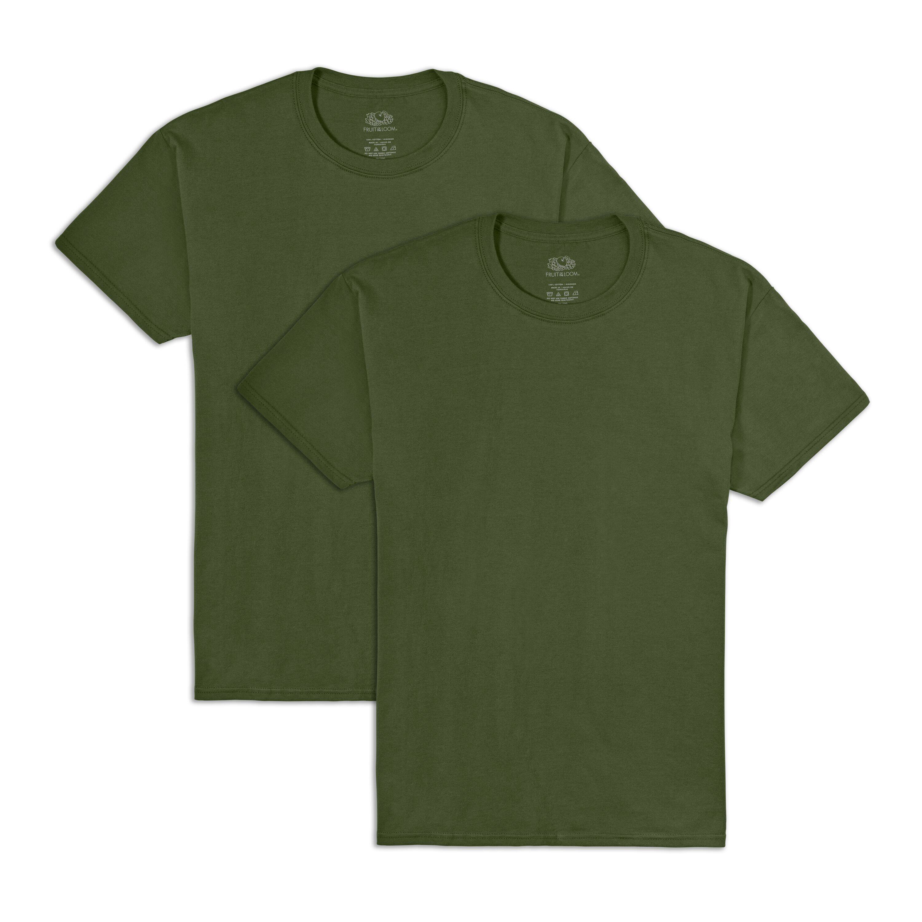 Fruit of the Loom EverSoft Mens Short Sleeve Crew T-Shirt 2 ct in Military Green | Medium