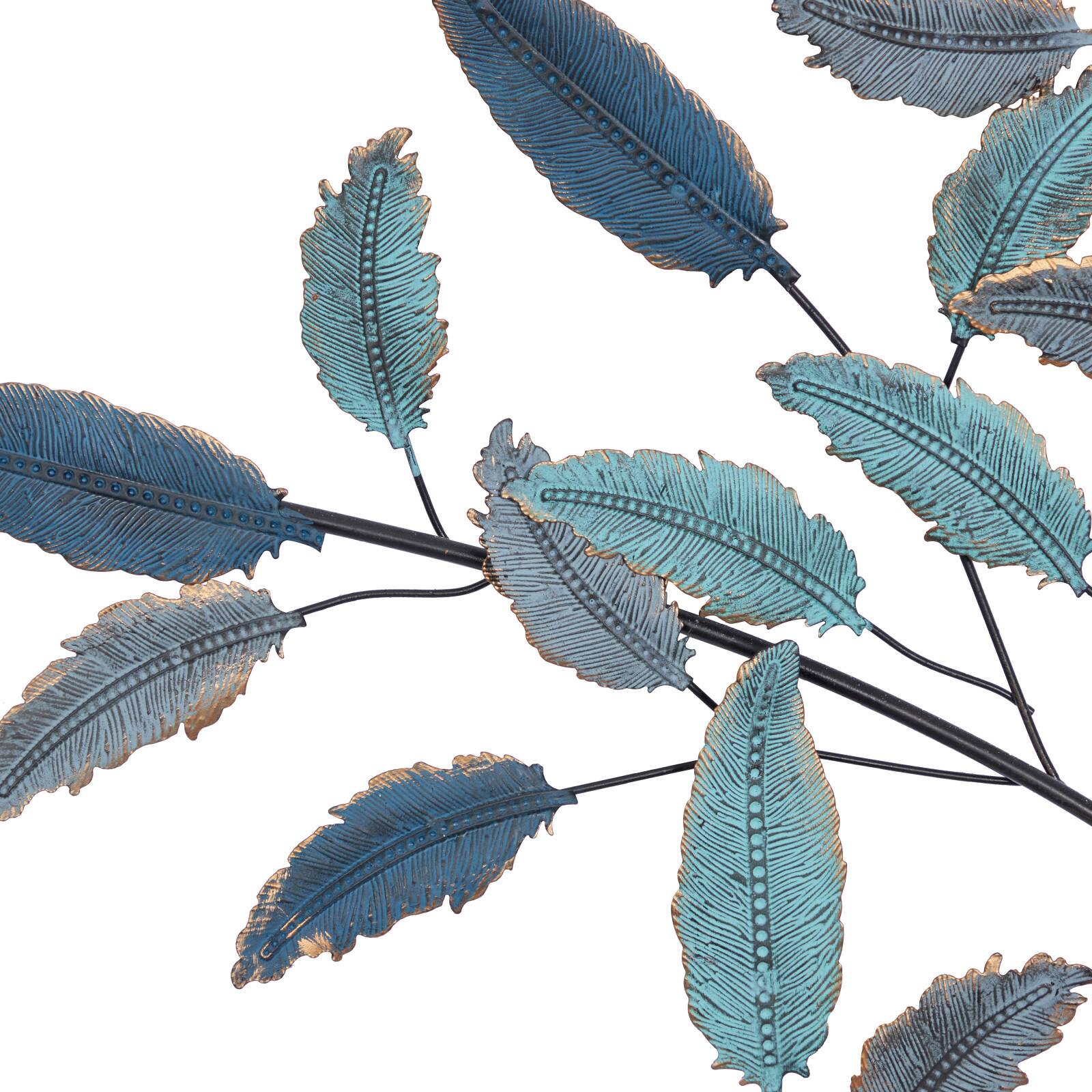 Blue Metal Leaf Traditional Wall Decor