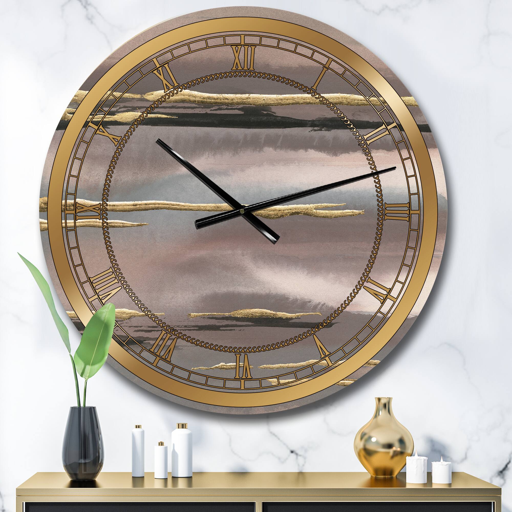 Designart 'Glamorous Morning Fog I Glam Wall Clock