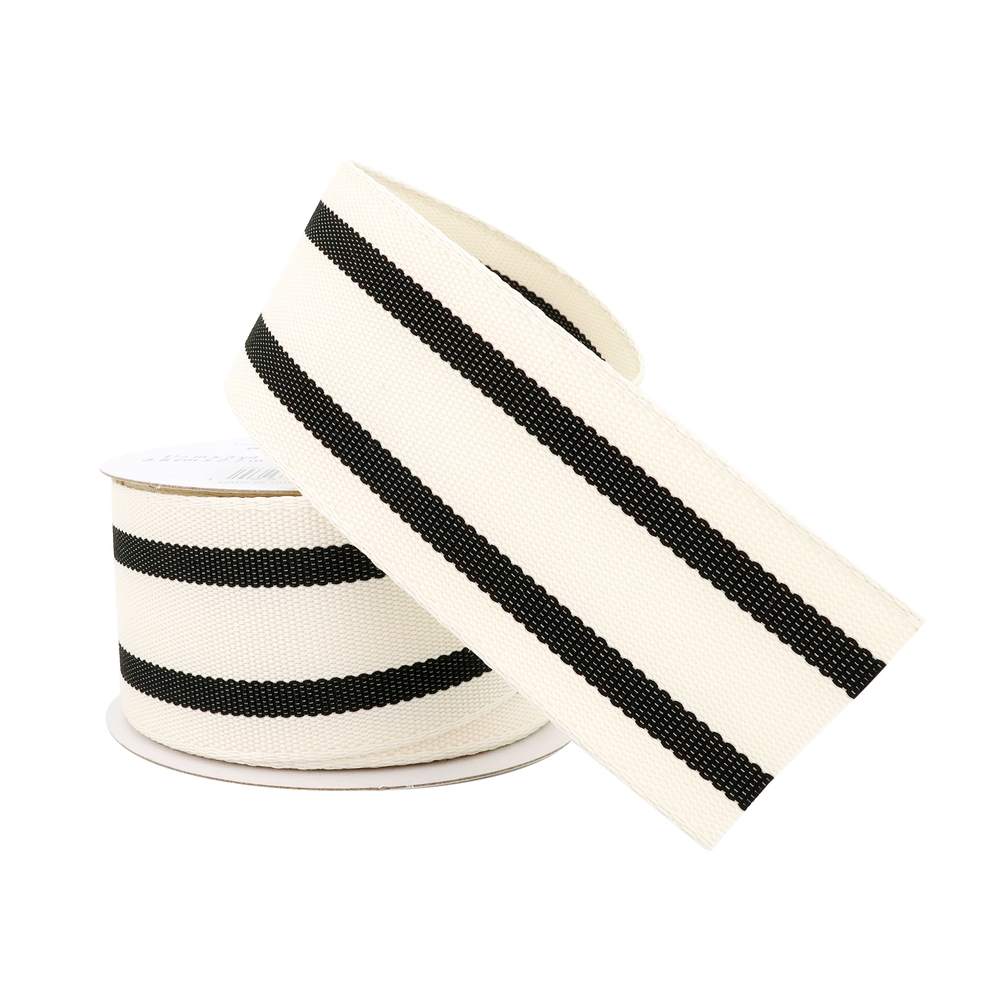 12 Pack: 1.5&#x22; x 3yd. Wired Ticking Stripe Ribbon by Celebrate It&#x2122;