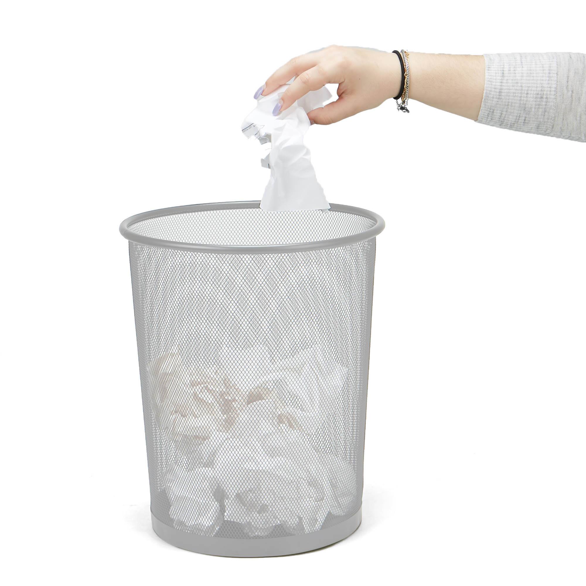 Mind Reader Garbage Round Metal Mesh Waste Basket Recycling Bin