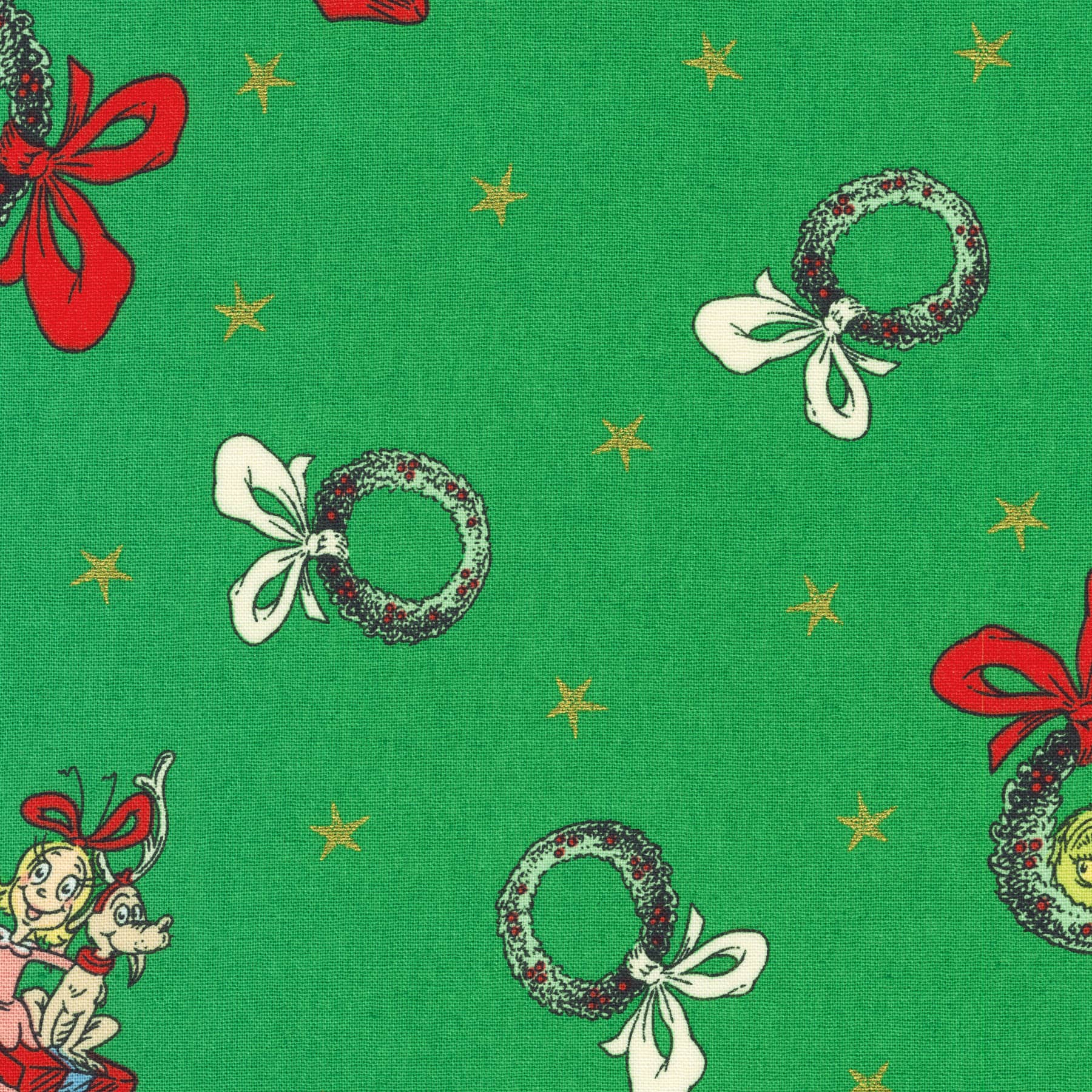 Dr. Seuss&#x2122; Grinchy Wreaths Cotton Fabric