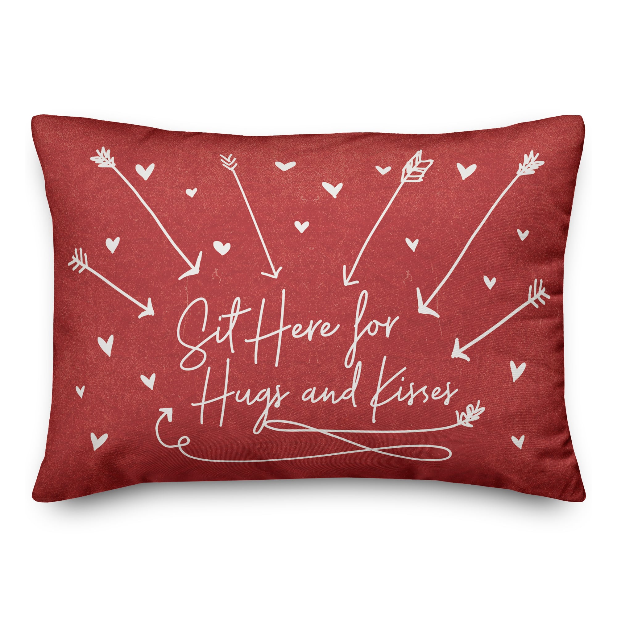 Sit Here for Hugs & Kisses Valentine's Day Throw Pillow