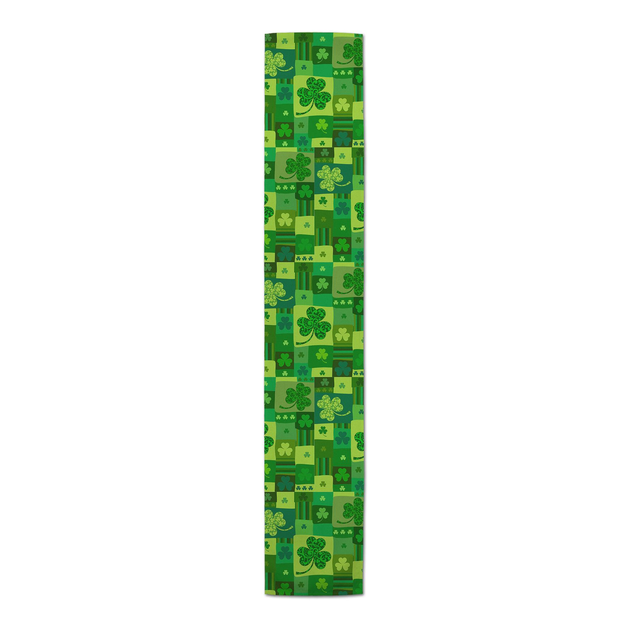 St. Patrick&#x27;s Day Clover Patchwork Twill Table Runner