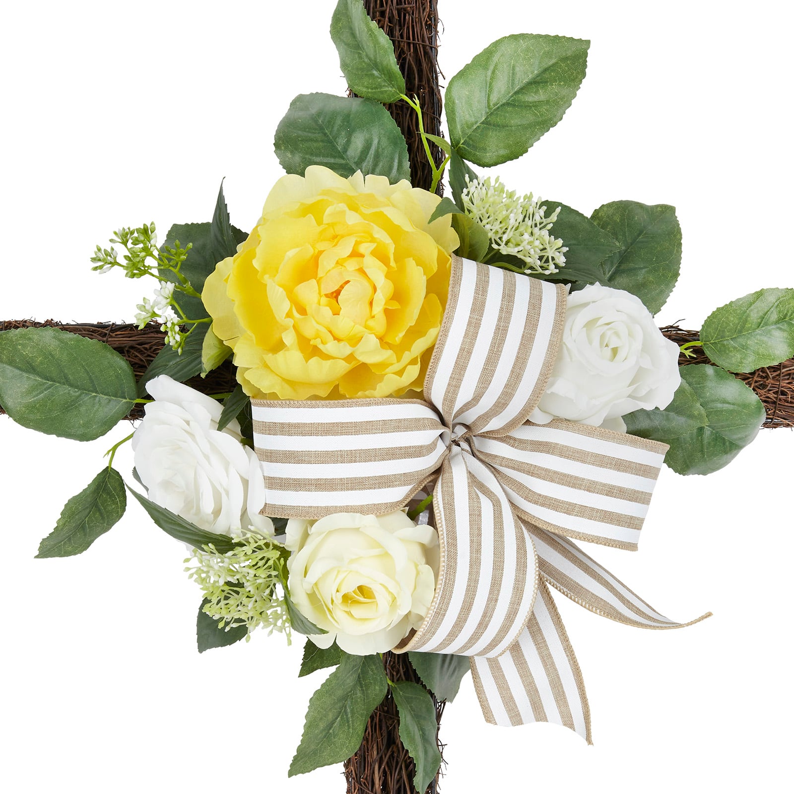 3ft. Yellow &#x26; White Rose &#x26; Peony Cross by Ashland&#xAE;