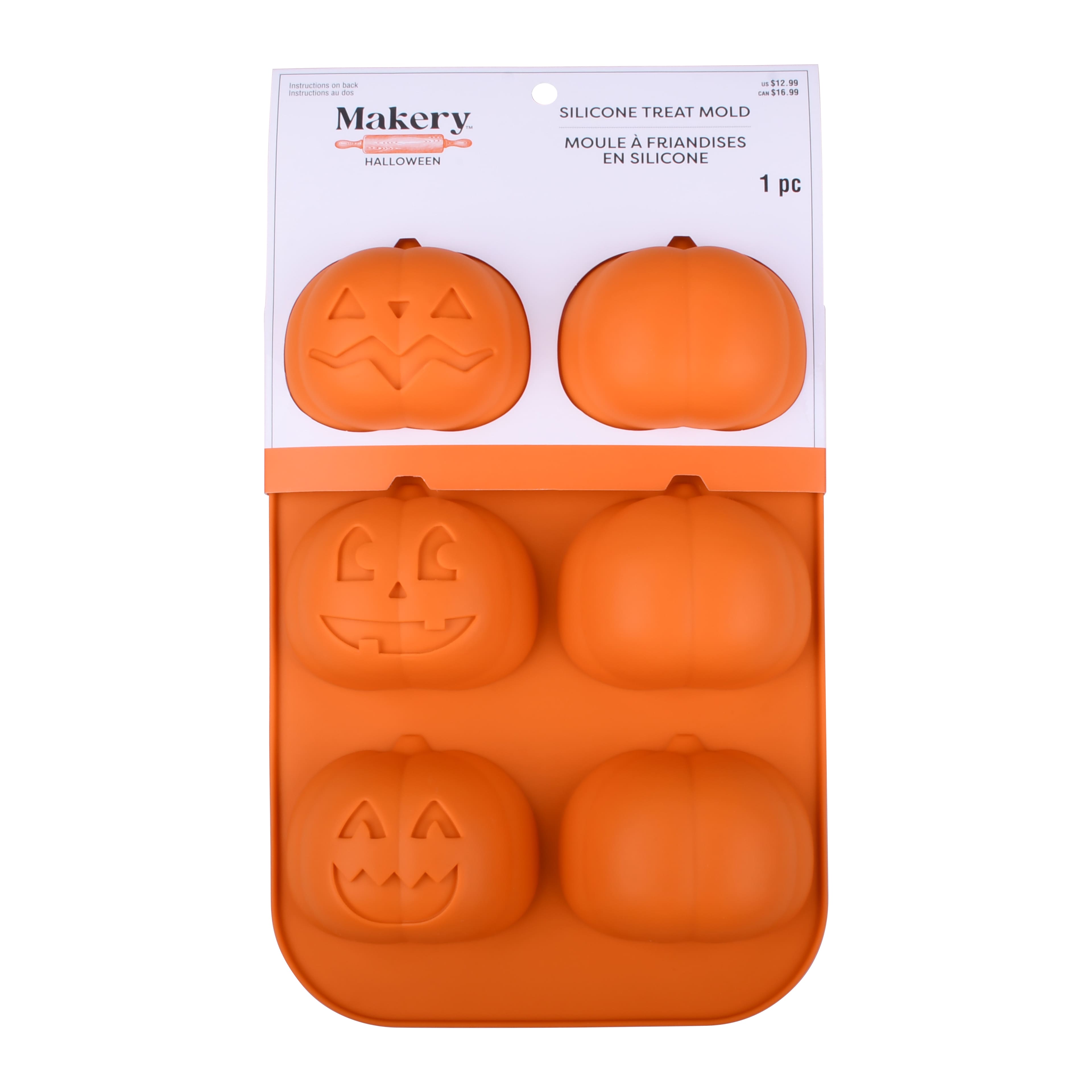 Jack-o&#x27;-Lantern 3D Silicone Treat Mold by Makery&#x2122;