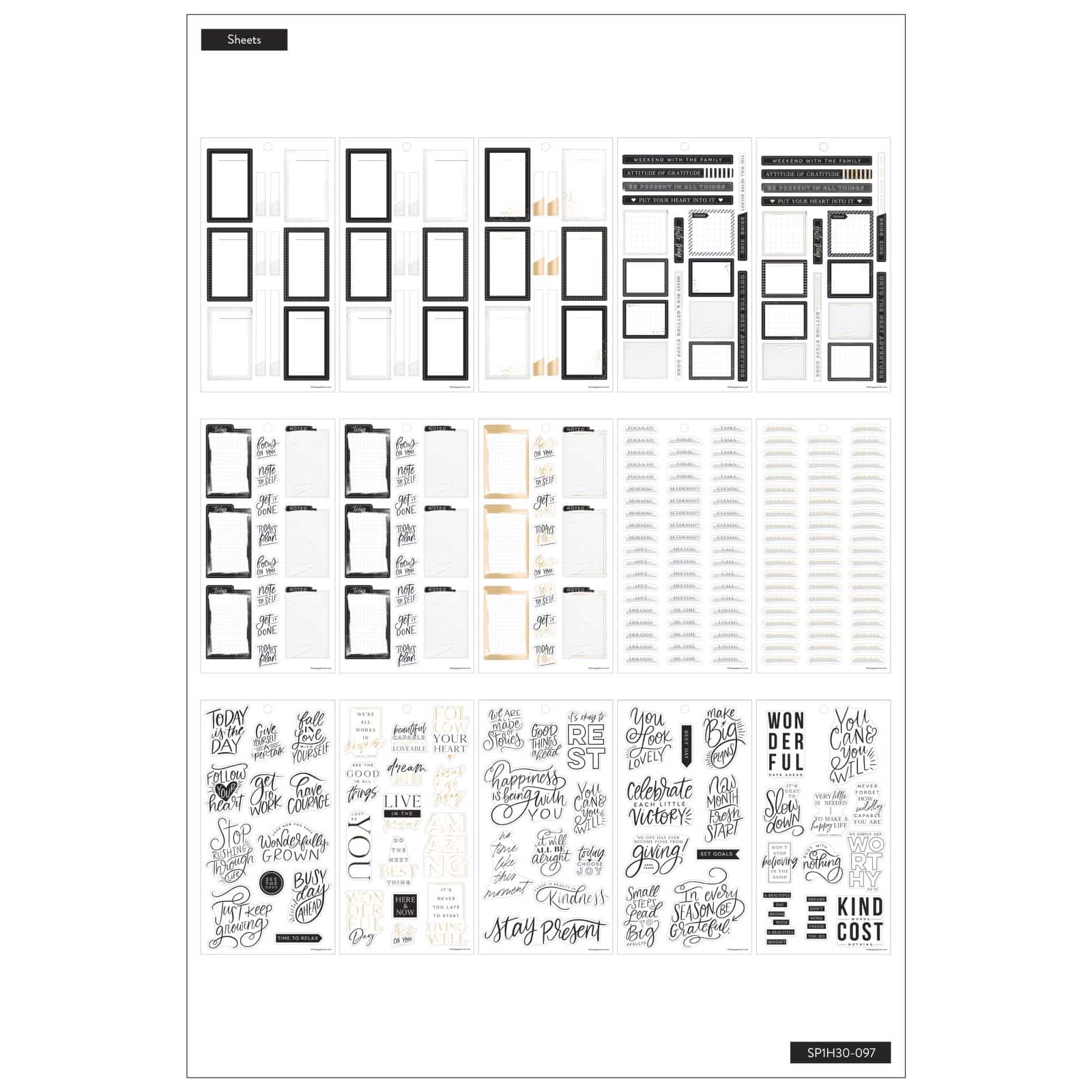 The Happy Planner® Black & White Value Pack Stickers