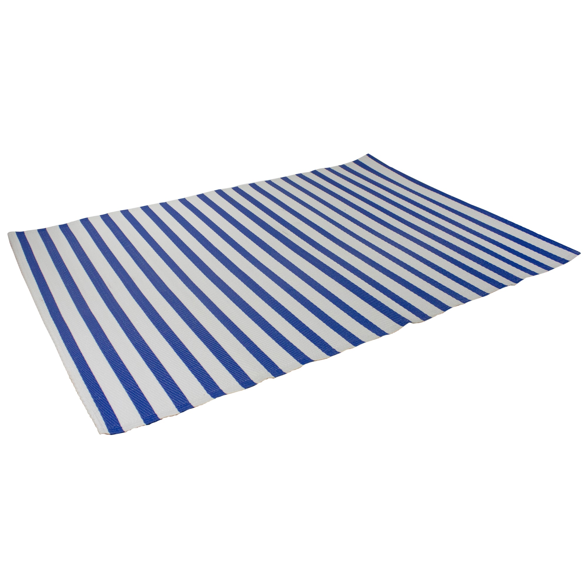 Blue &#x26; White Striped Rectangular Outdoor Area Rug, 4ft. x 6ft.