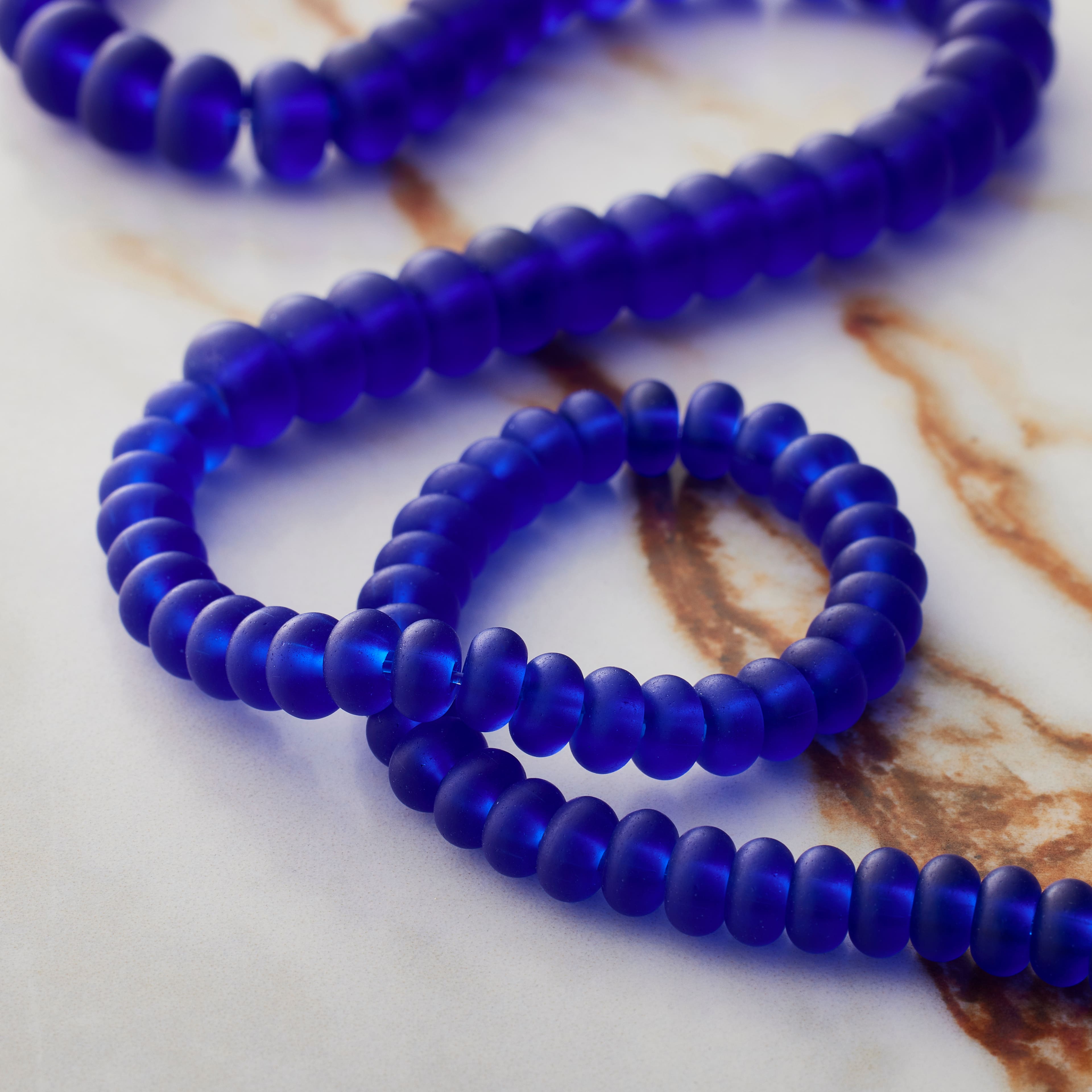 Mixed Blue Matte Glass Rondelle Beads by Bead Landing™