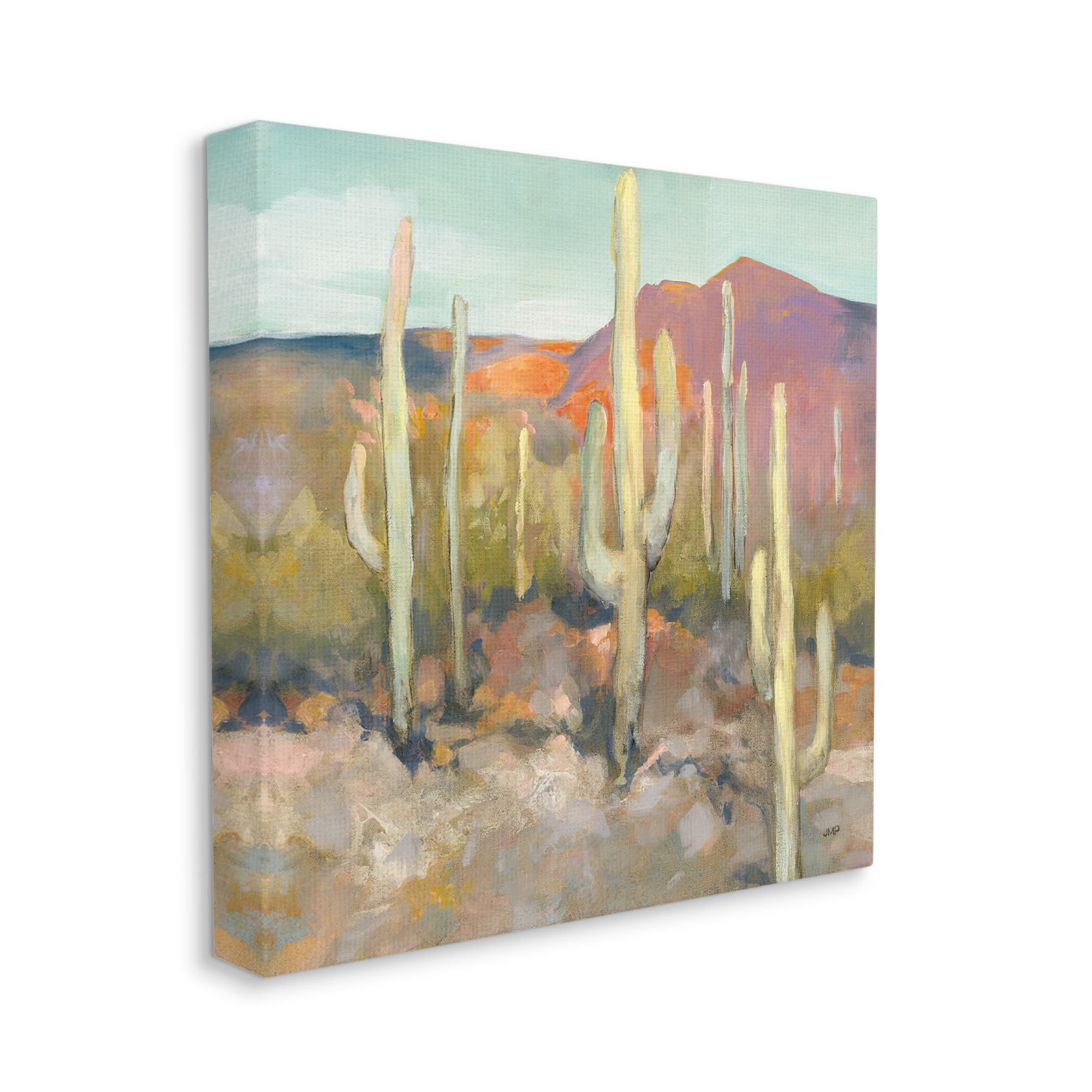 Stupell Industries Cactus Plant Desert Landscape Soft Southwestern Plant Painting Canvas Wall Art 