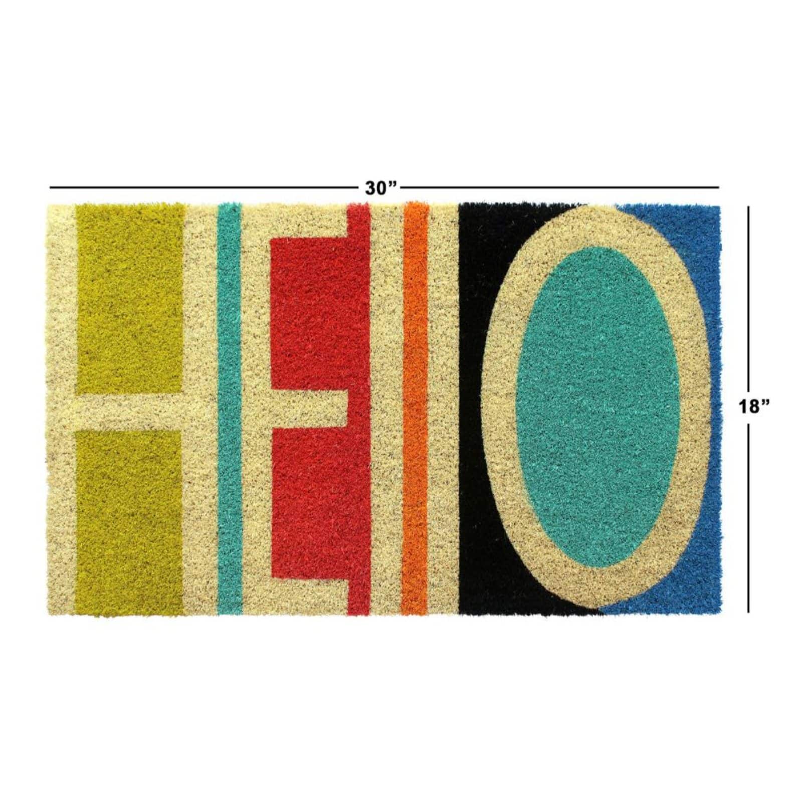 RugSmith Bleached Hello Abstract Machine Tufted Coir Doormat