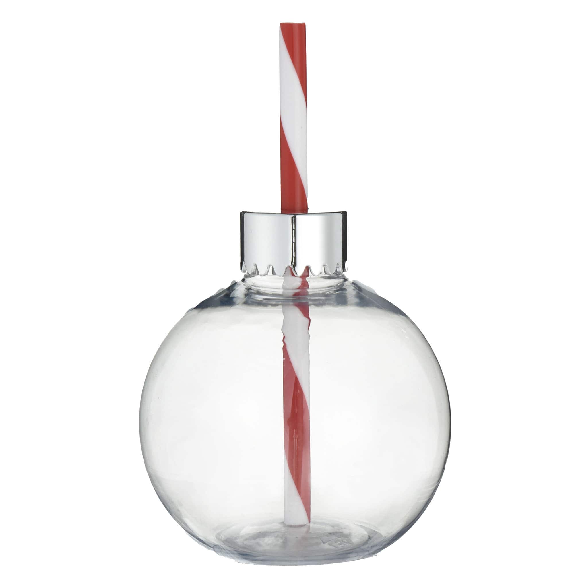 Christmas Ornament Plastic Cup with Straw, 12oz