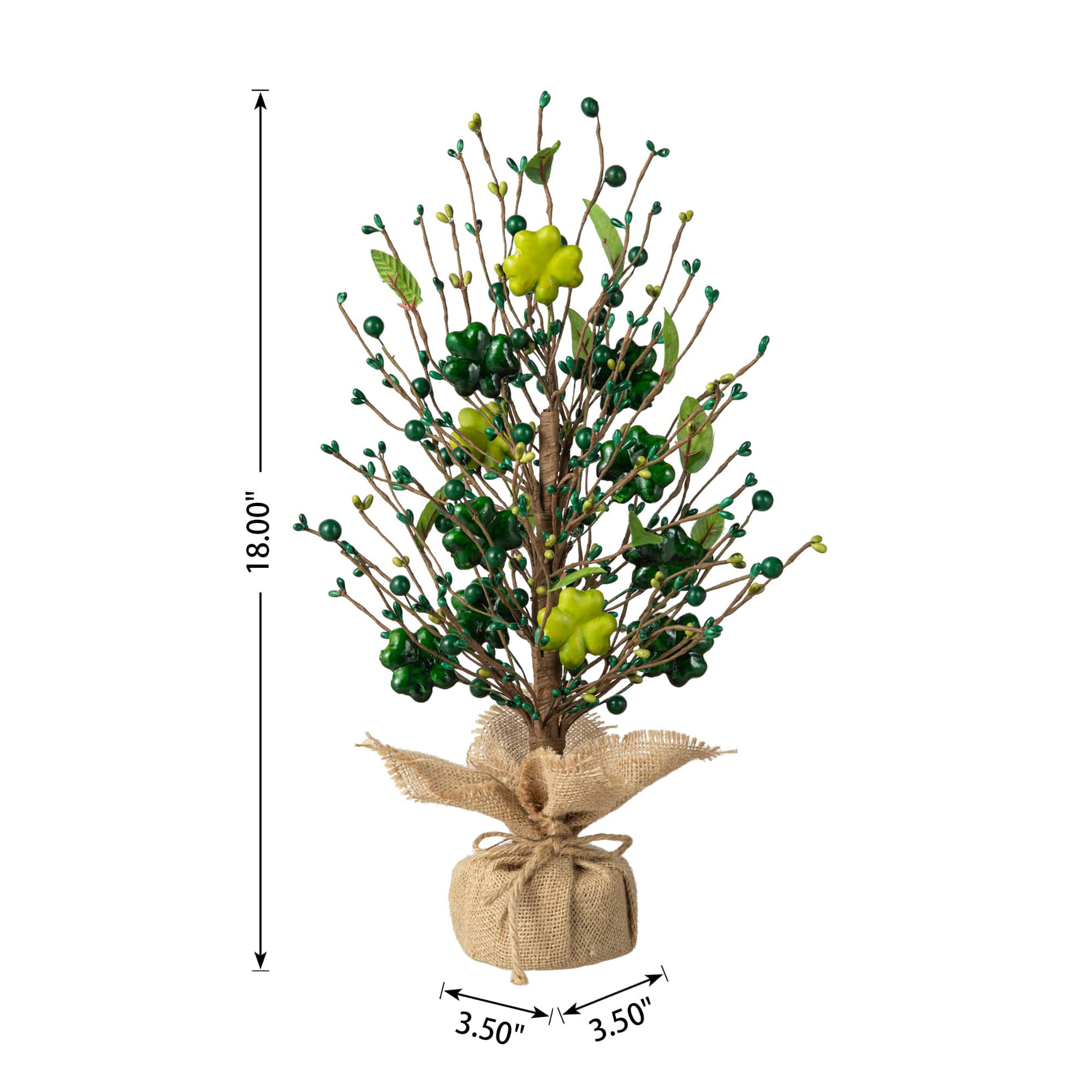 Glitzhome&#xAE; 18&#x22; St Patrick&#x27;s Shamrock and Berry Table Tree