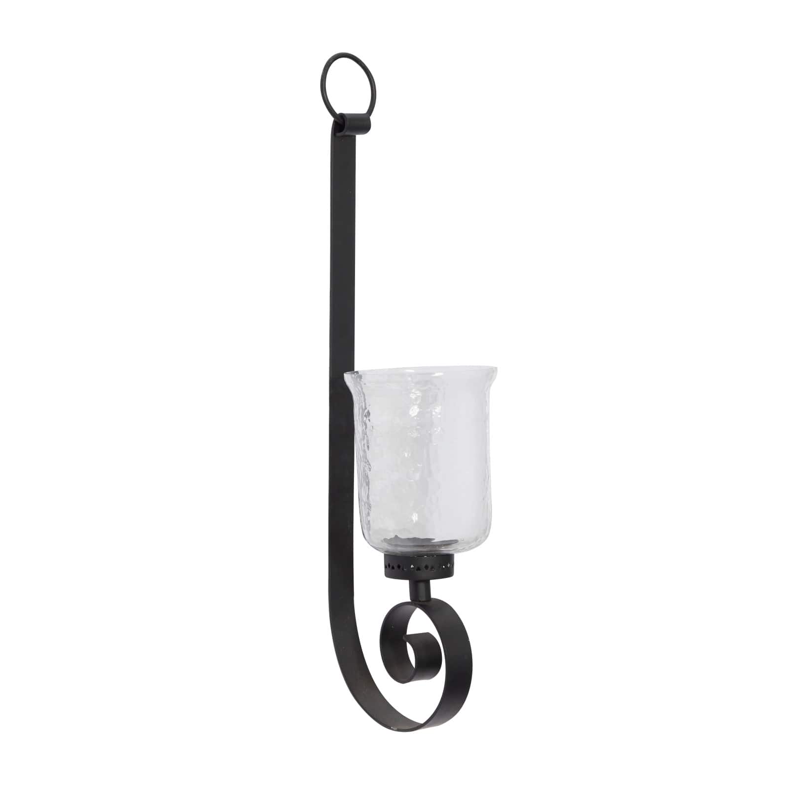 Black Iron Traditional Candle Wall Sconce, 31" x 9" x 7"