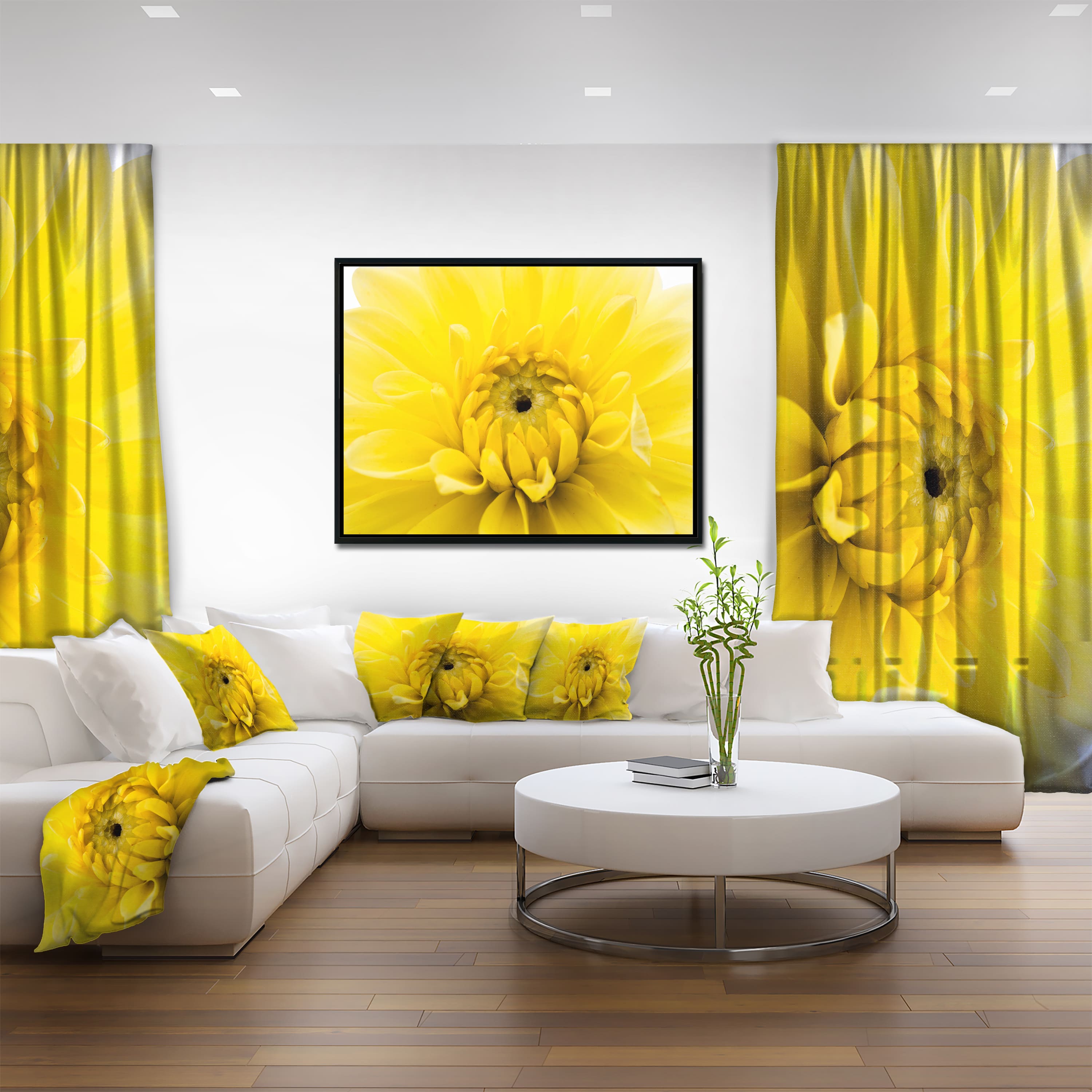Designart - Yellow Chrysanthemum Gold Flower - Flower Artwork on Canvas in Black Frame