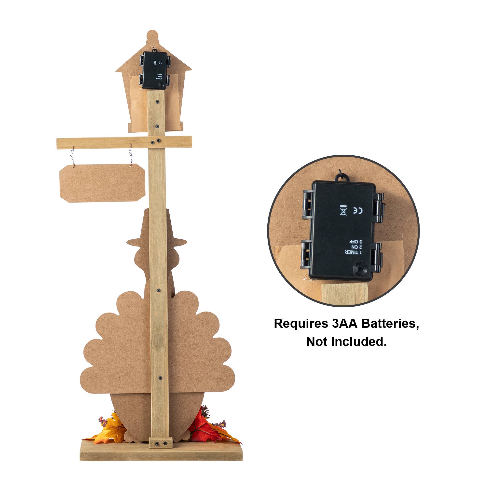 Glitzhome&#xAE; 36&#x22;H Lighted Thanksgiving Wooden Turkey Lamp Post Porch Decor