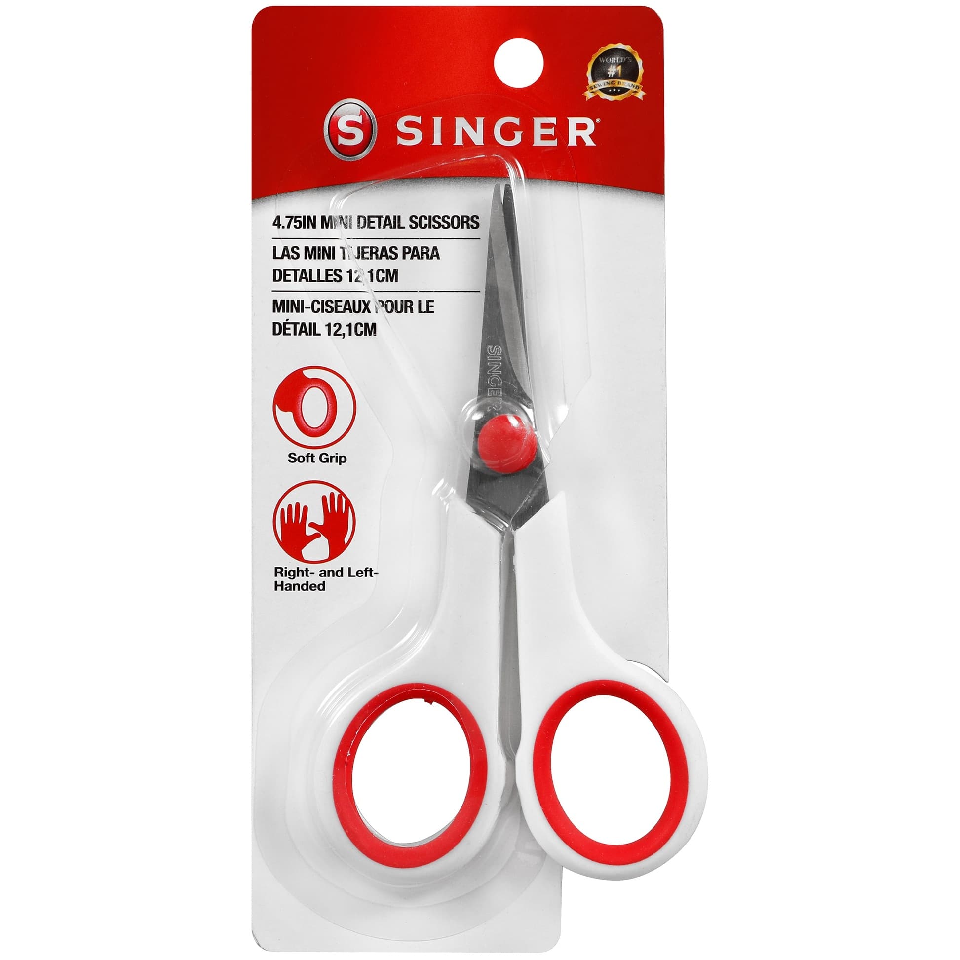 White & Red Mini Detail Scissors - 4.75